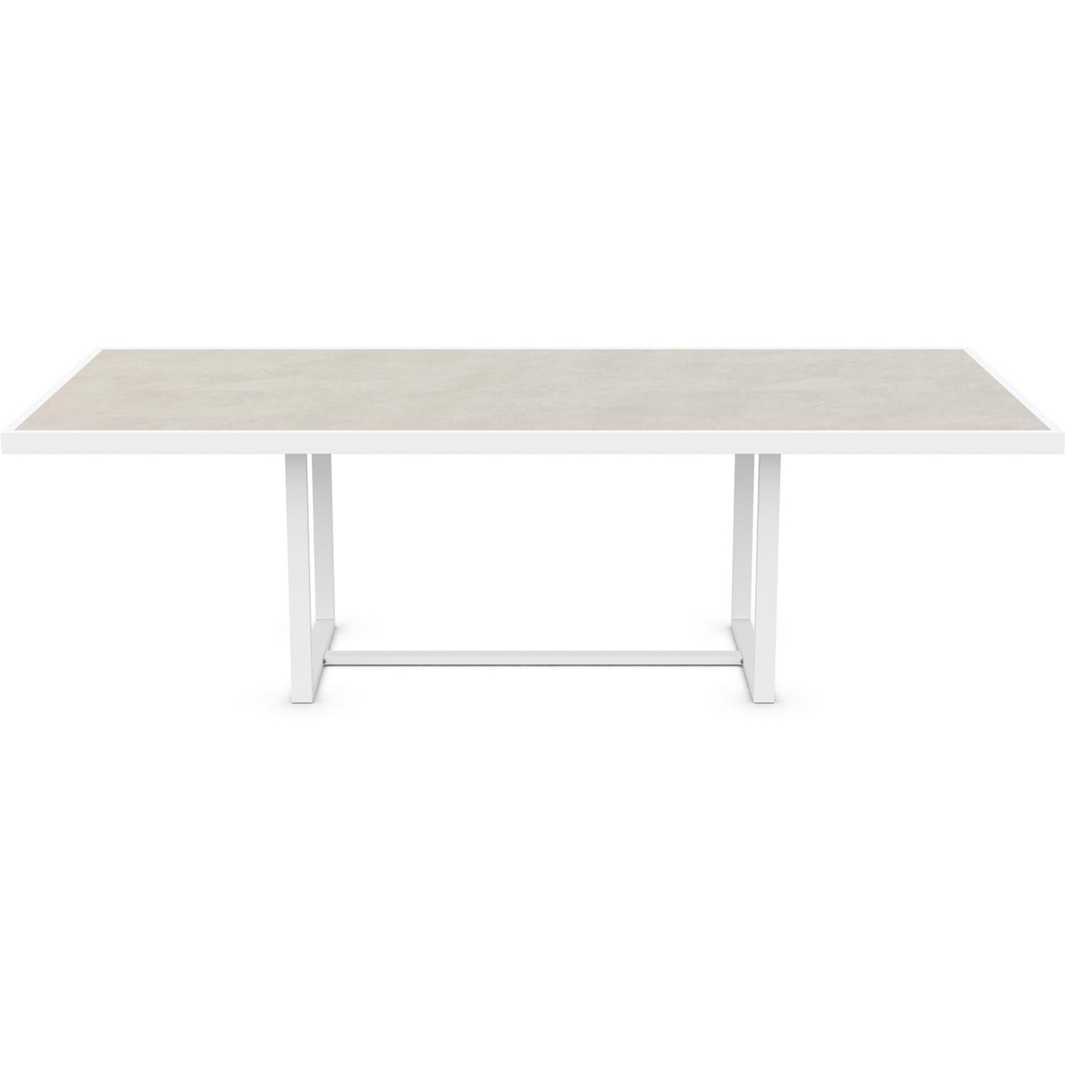 Azzurro Living Kamari 96 Inch White Aluminum Dining Table W/ Albarium Dekton Top - Front - White Background thumbnail