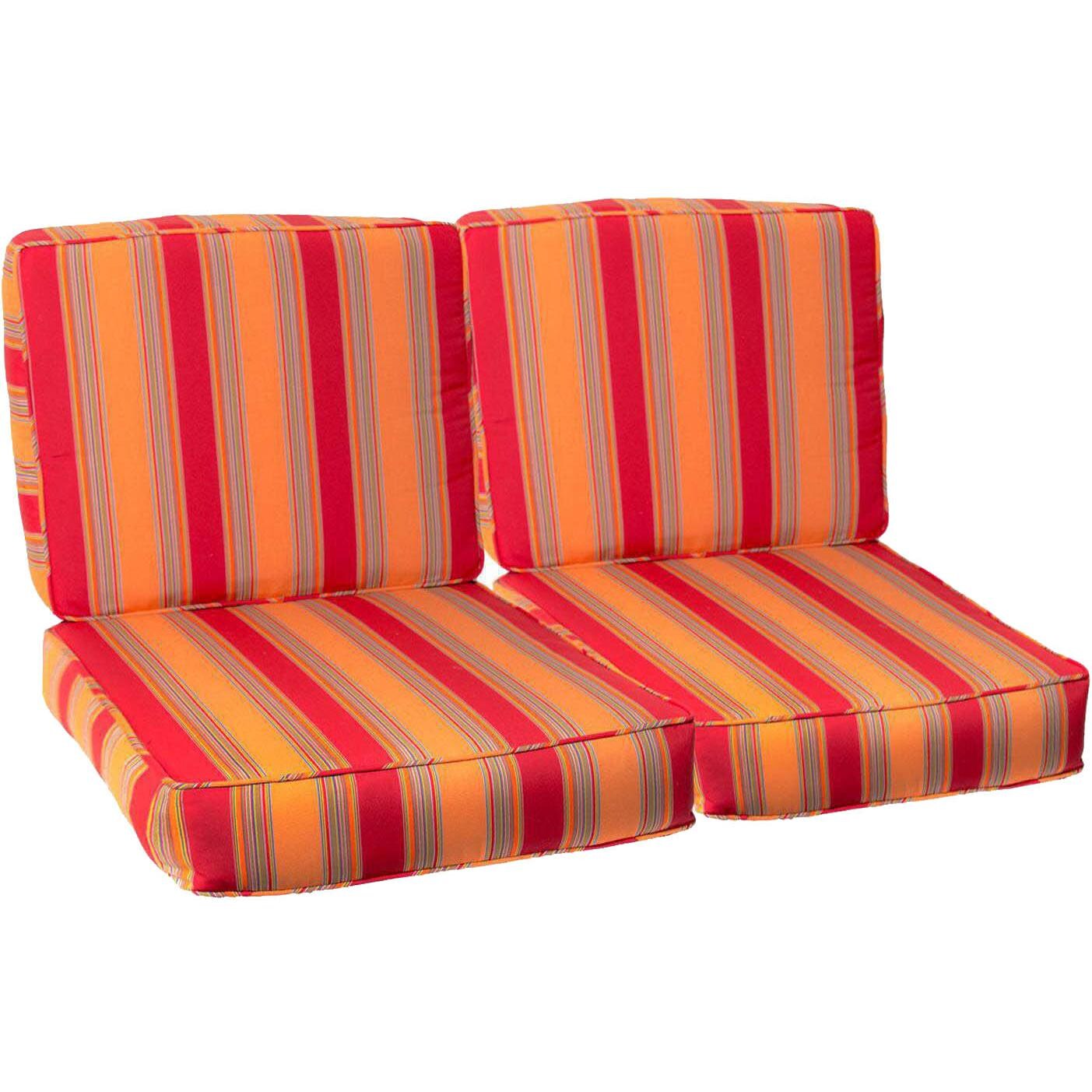 Sunbrella Bravada Salsa 4 Piece Small Outdoor Replacement Loveseat Cushion Set W/ Piping By BBQGuys Signature