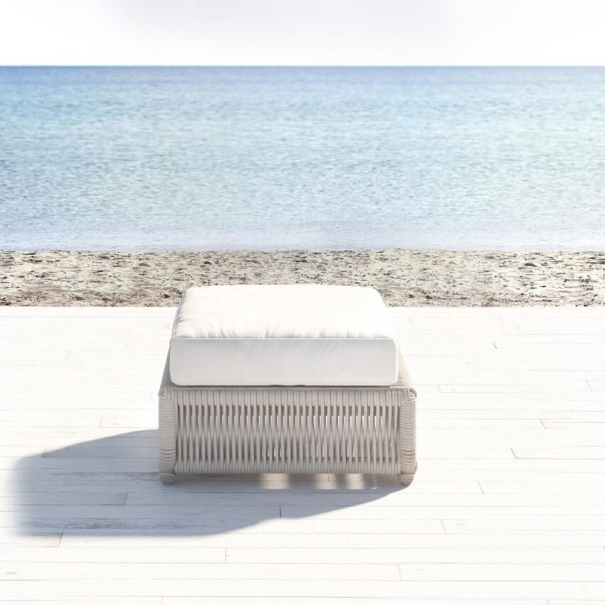 Dana Woven Rope Ottoman w/ Self Welt in Natural/Canvas Granite by Sunset West - Shown in Canvas Skyline - Lifestyle thumbnail