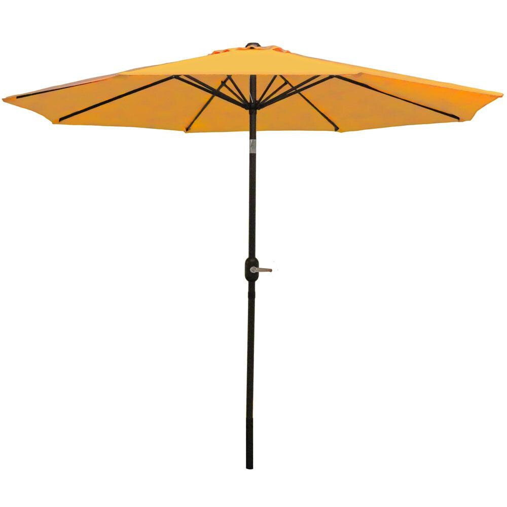 Sunnydaze 9 Ft. Octagonal Aluminum Patio Market Umbrella W/ Crank & Tilt - Black Frame & Gold Polyester Canopy image
