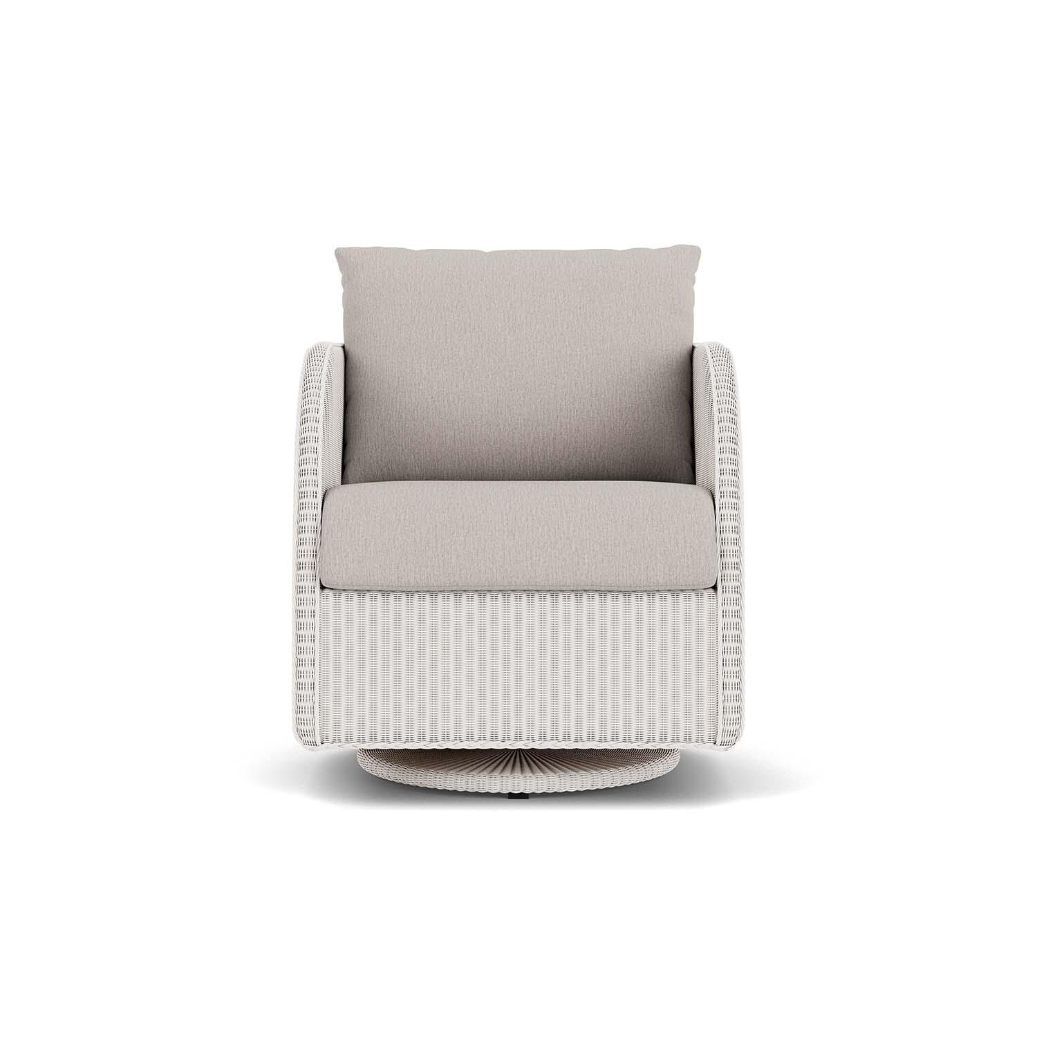 Essence Lloyd Loom Swivel Glider Club Chair in White/Remy Cloud by Lloyd Flanders