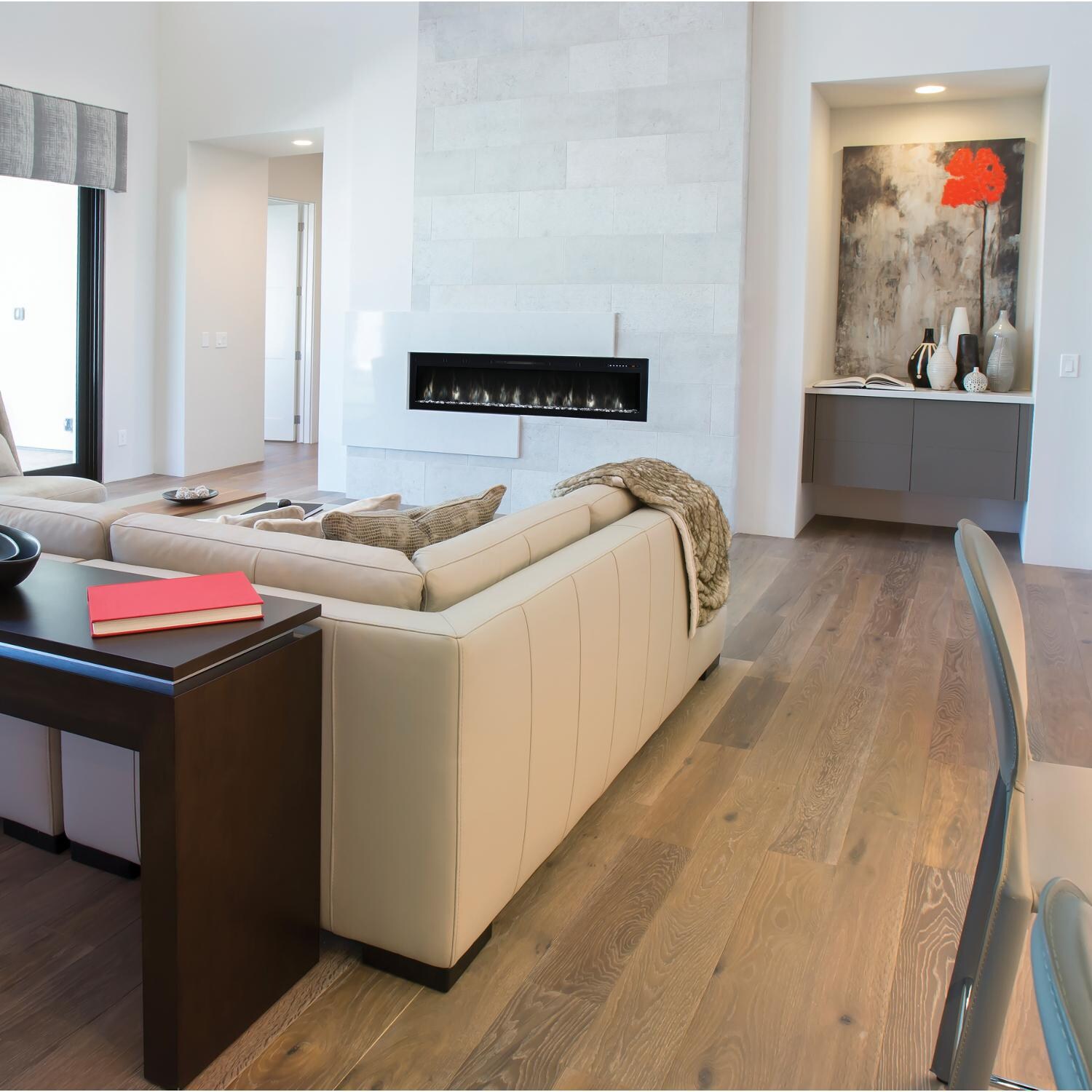 Spectrum SL74-B 74 Inch Built-In Linear Electric Fireplace In Home 2 thumbnail