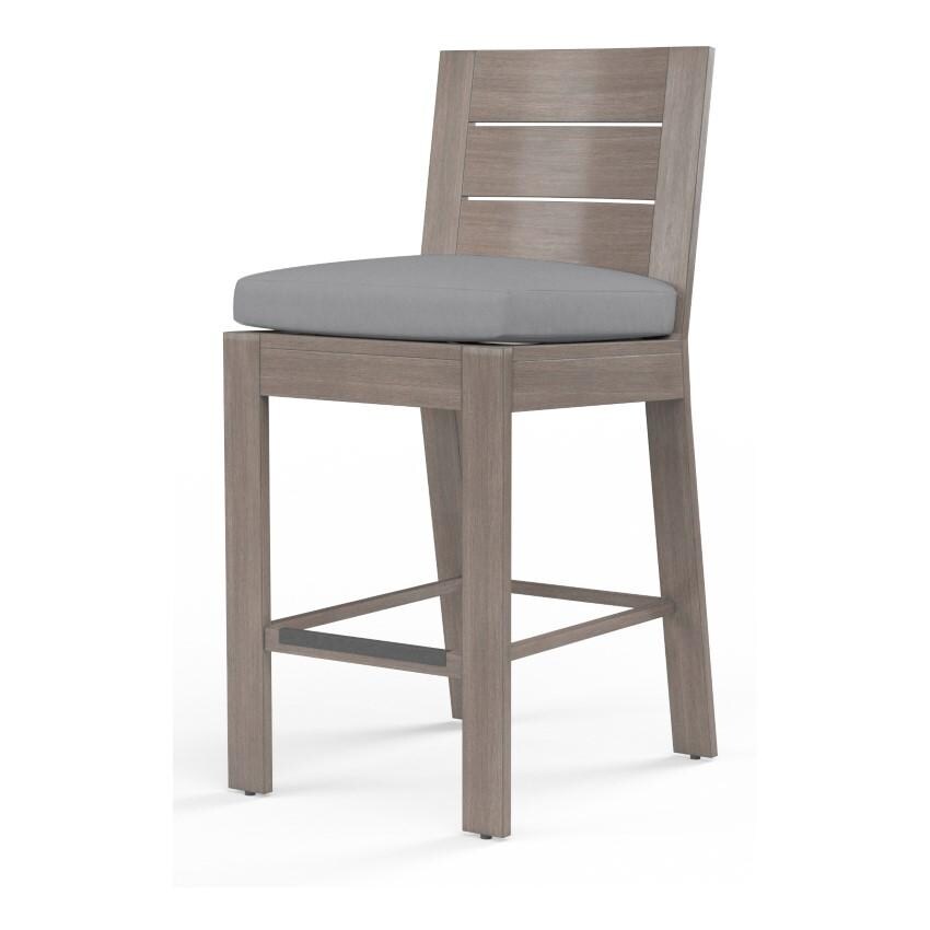 Laguna Aluminum Counter Stool w/ No Welt in Driftwood/Canvas Granite by Sunset West