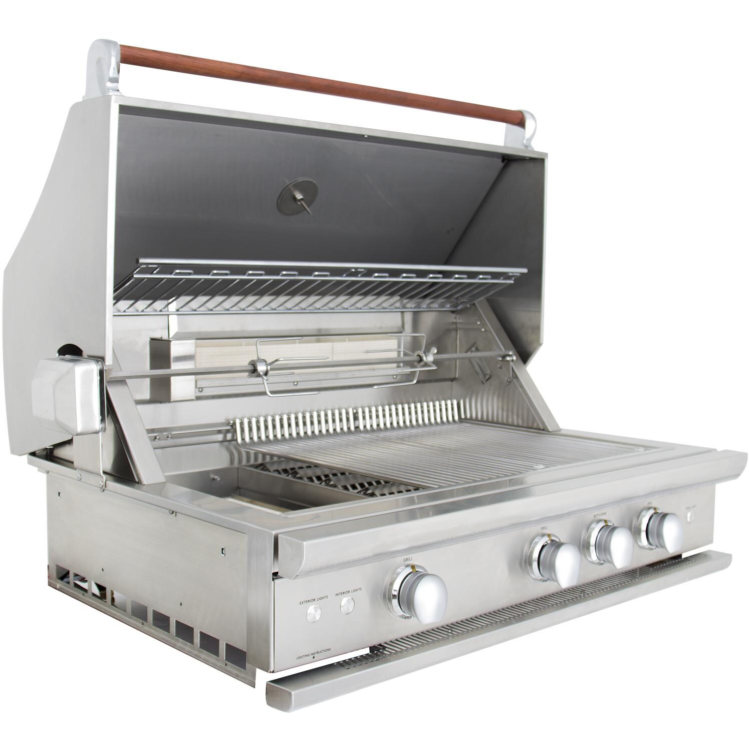Caliber CrossFlame Pro Gas Grill - Angled View With Lid Open thumbnail