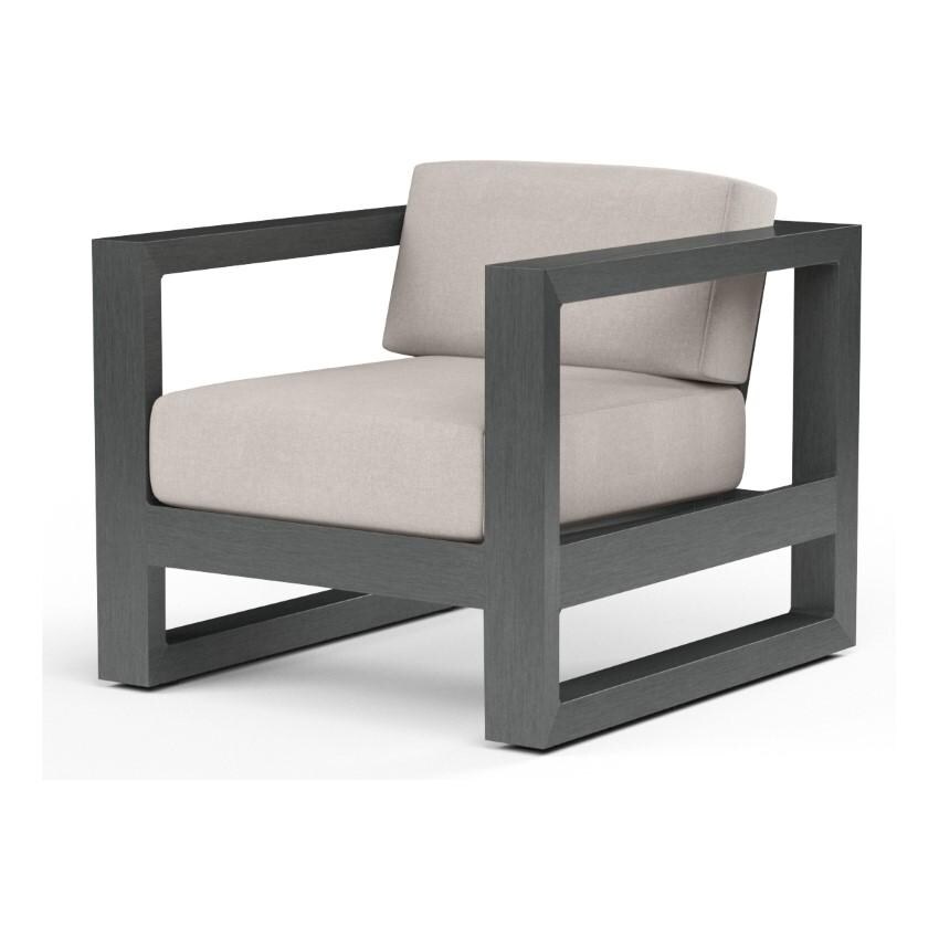 Redondo Aluminum Club Chair w/ No Welt in Slate/Canvas Natural by Sunset West - White Background thumbnail