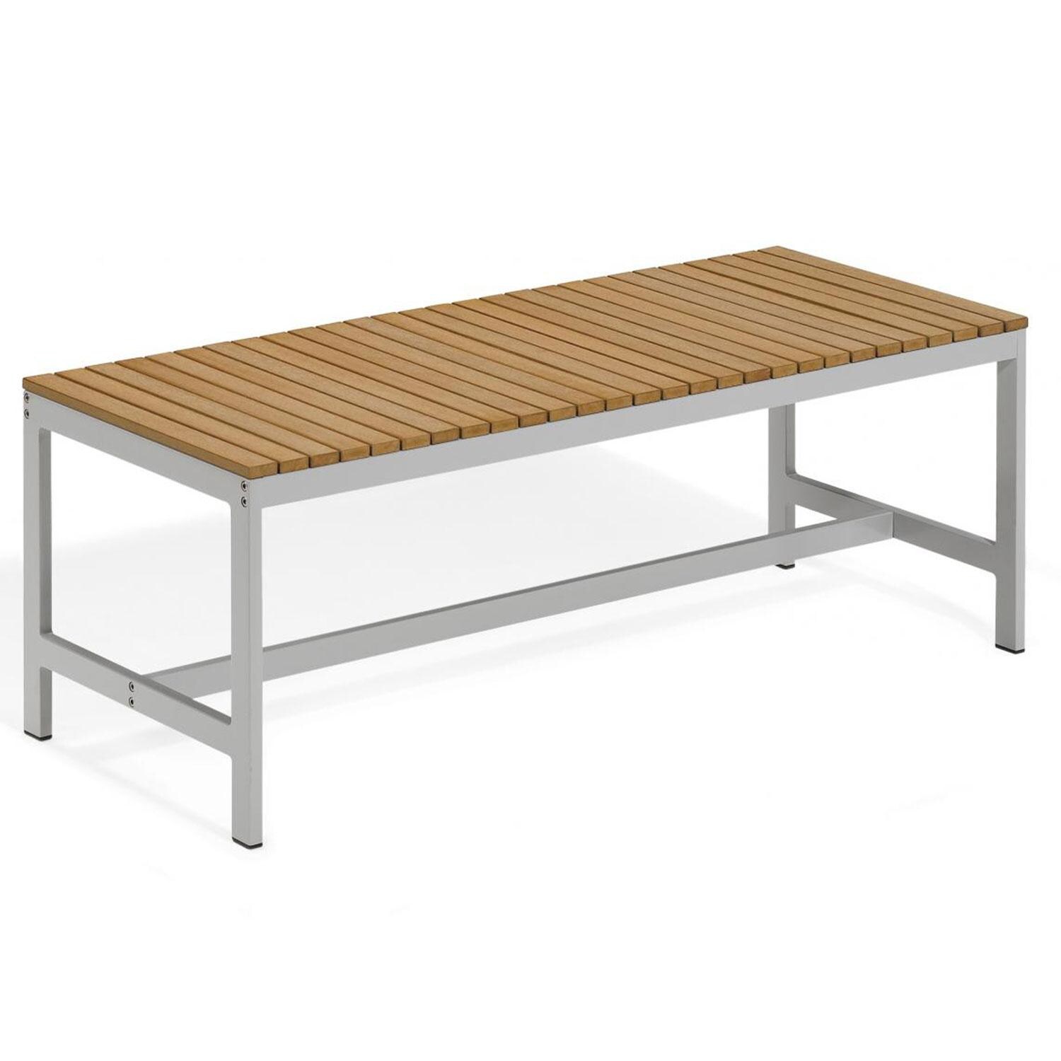 Travira 48-Inch Aluminum Backless Patio Bench W/ Natural Tekwood Seat  thumbnail