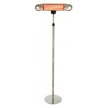 AZ Patio Heaters 1500W Electric Infrared Patio Heater - 120V With LED Lights, Adjustable Pole And Tilt Head - Stainless Steel - ZHQ1537
