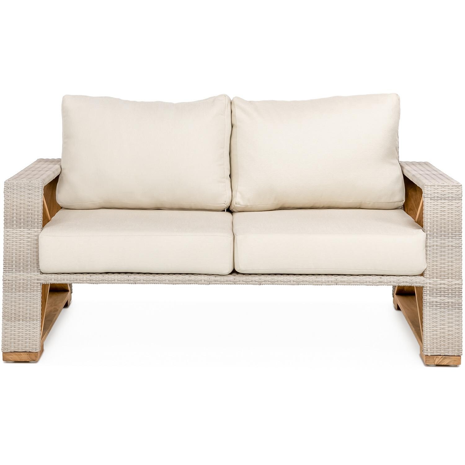 Caicos Loveseat in Sand By Teak + Table
