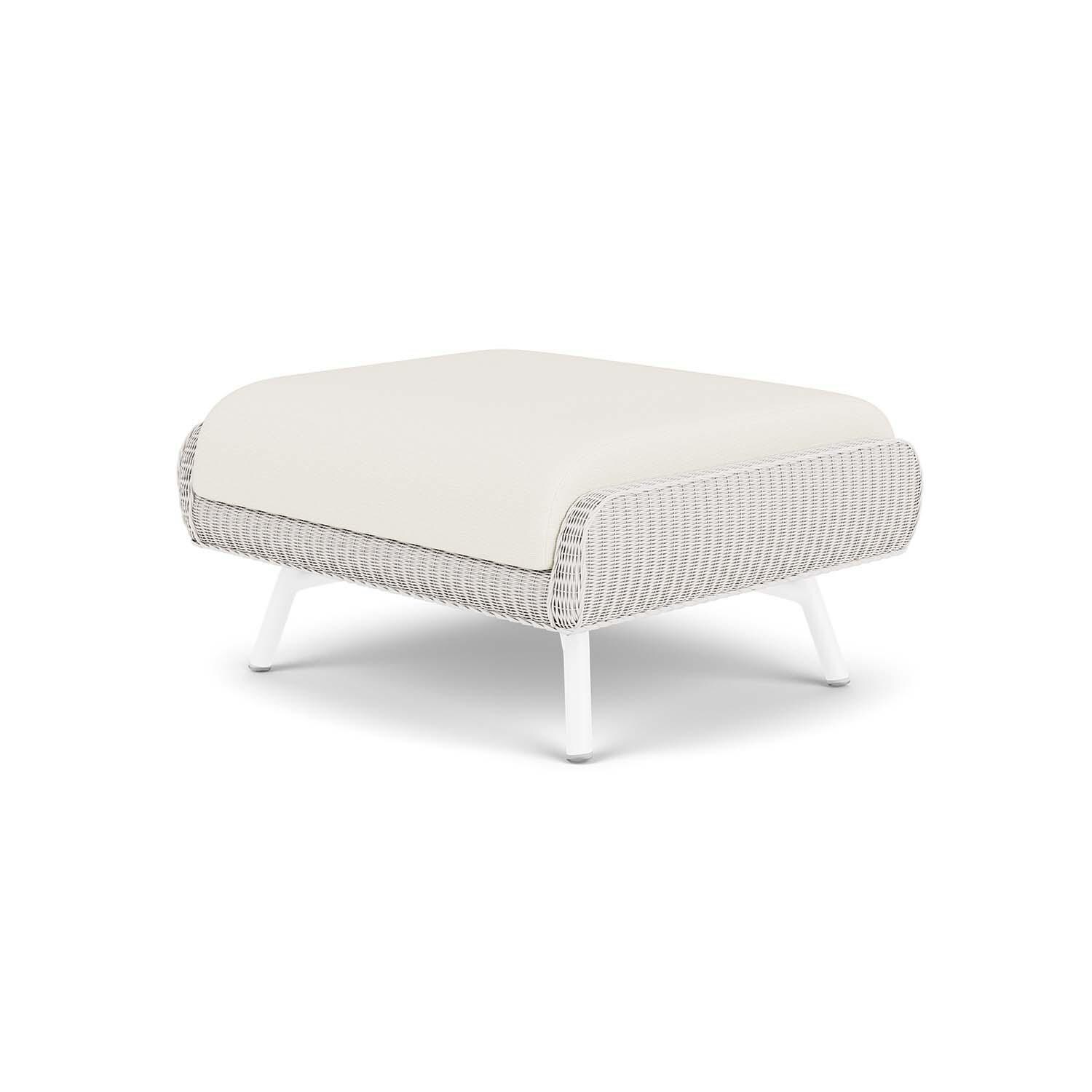 Lloyd Flanders Essence Ottoman W/Sailcloth Salt Fabric - White Finish - Back Right thumbnail