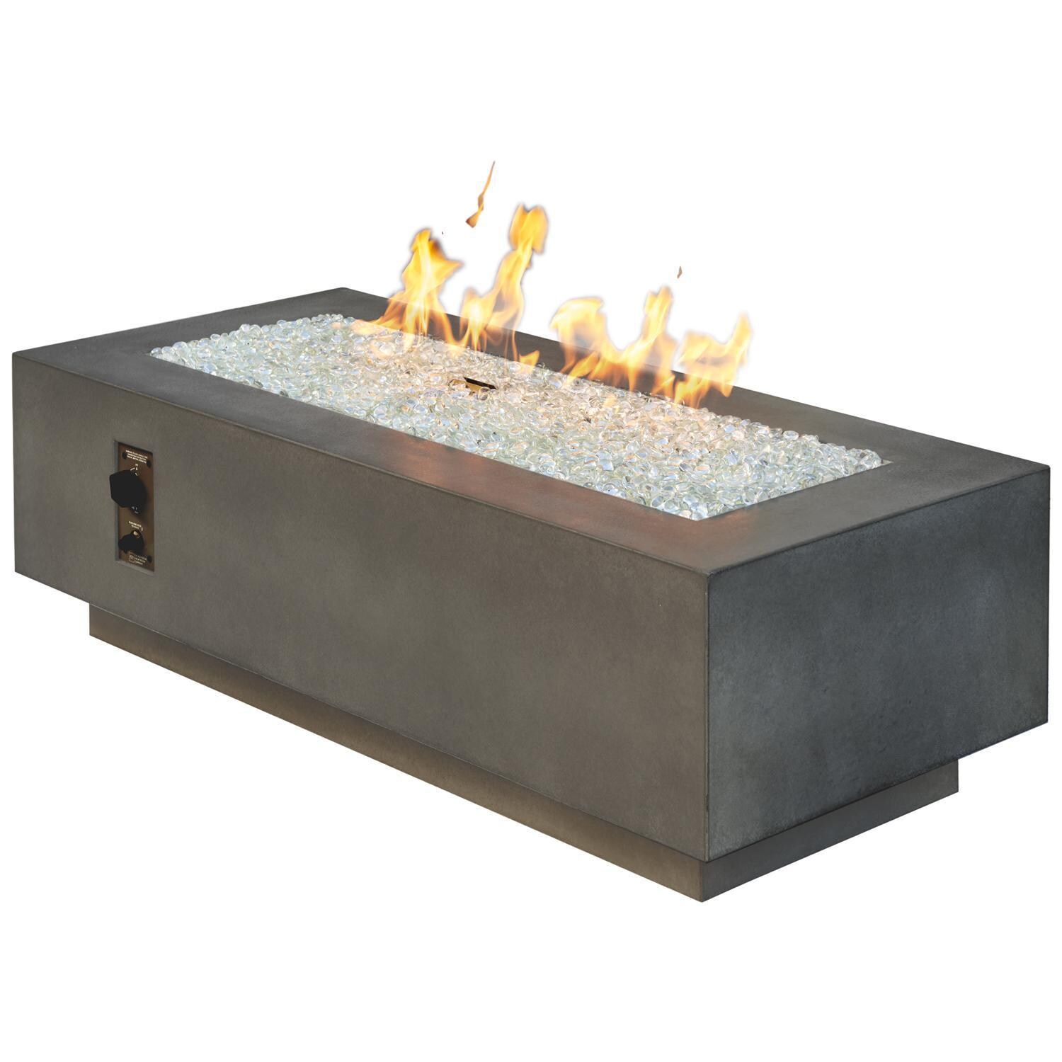 Cove 54 Inch Rectangular GFRC Natural Gas Fire Pit Table w/ Electronic Ignition in Midnight Mist by The Outdoor GreatRoom Company - White Background thumbnail