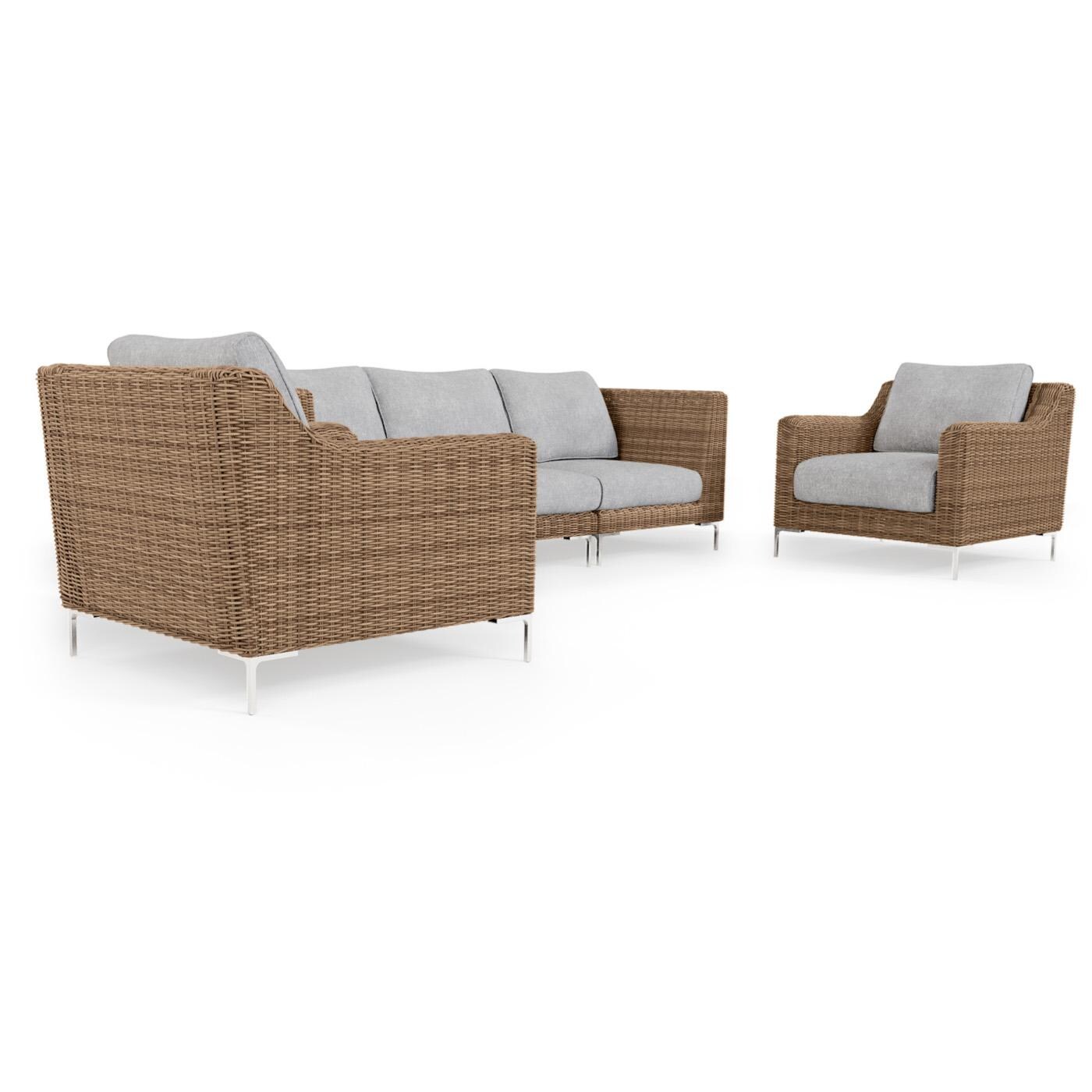 Outer Brown Wicker Outdoor Sofa with Armchairs 5 Seat Pacific Fog