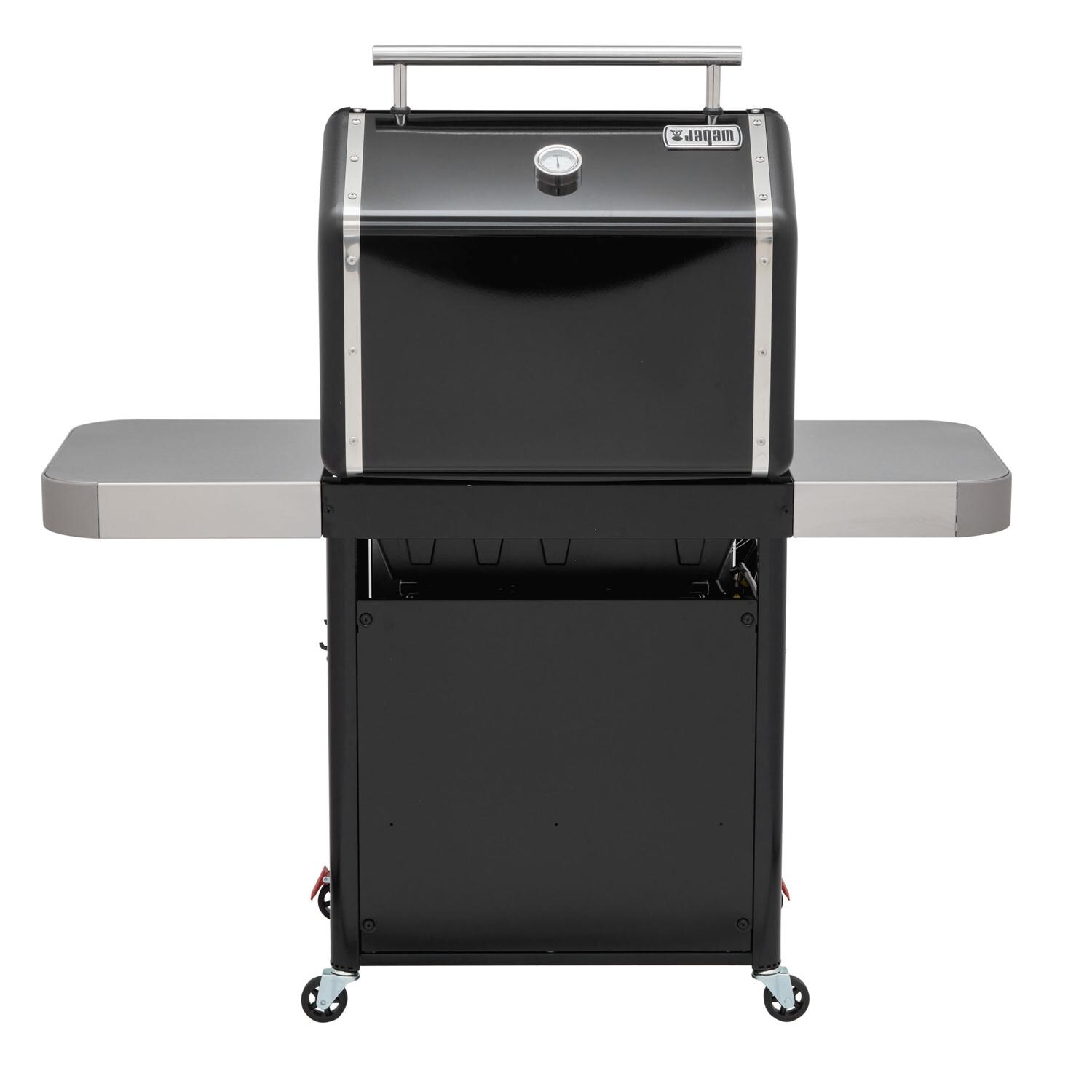 Weber GENESIS 37310001 E-325s Natural Gas Grill with Sear Burner - Black - Rear View W/ Hood Open thumbnail