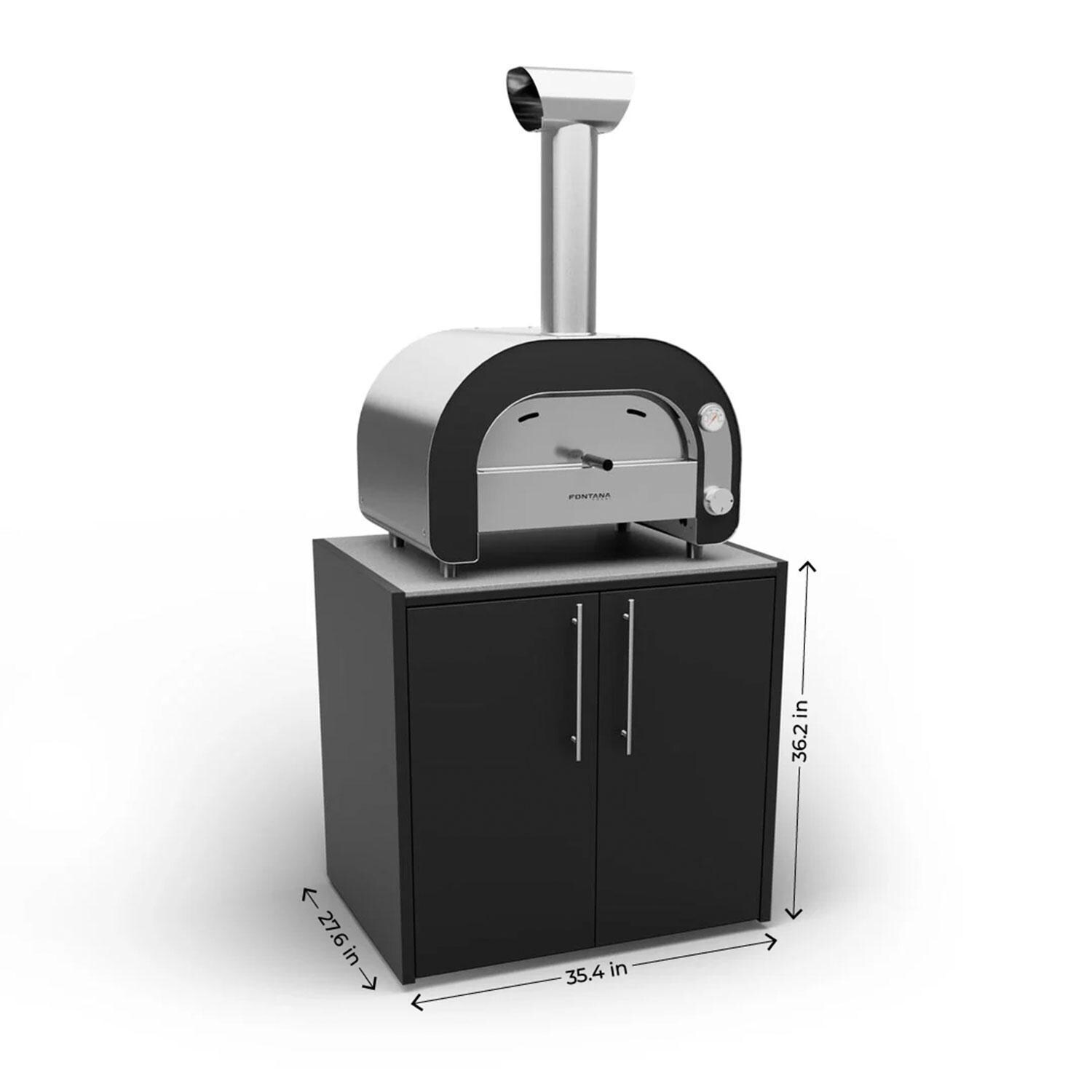 Fontana Forni Oven 90 Module W/ Iron Frost Countertop & End Panel - Dimensional thumbnail