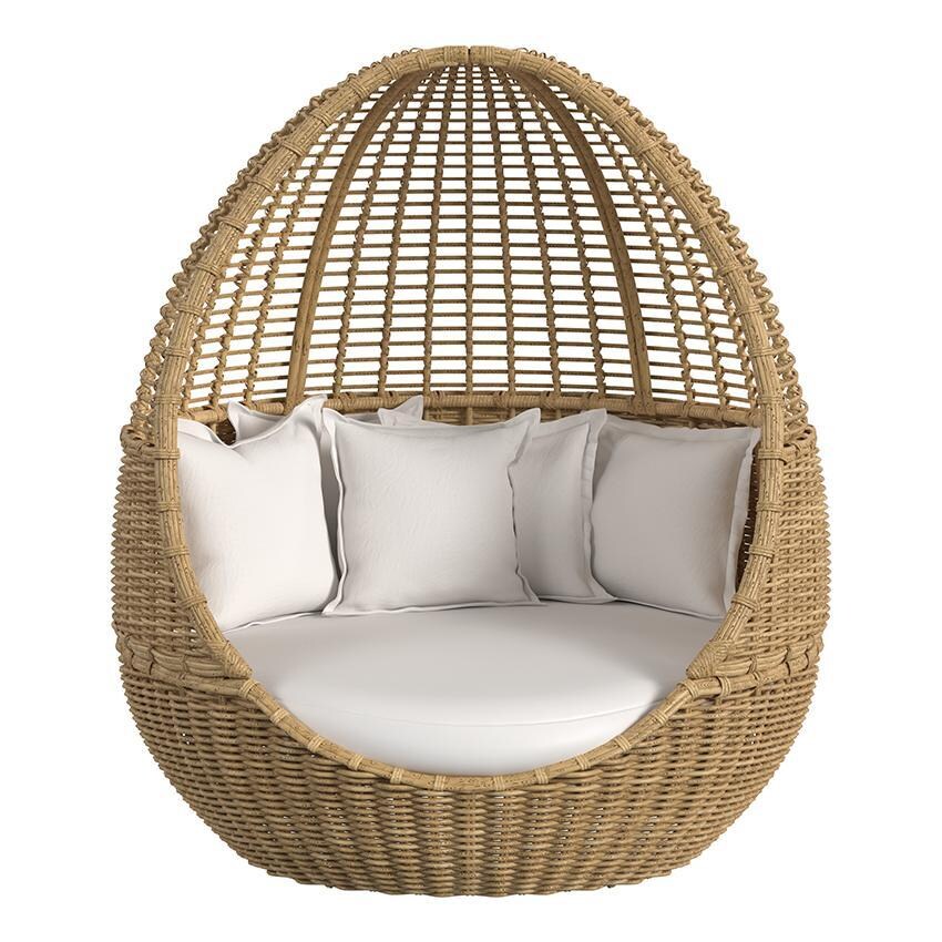 Playa Resin Wicker Daybed in Medium Wood/Soothe Pearl by Sunset West - Front - White Background thumbnail