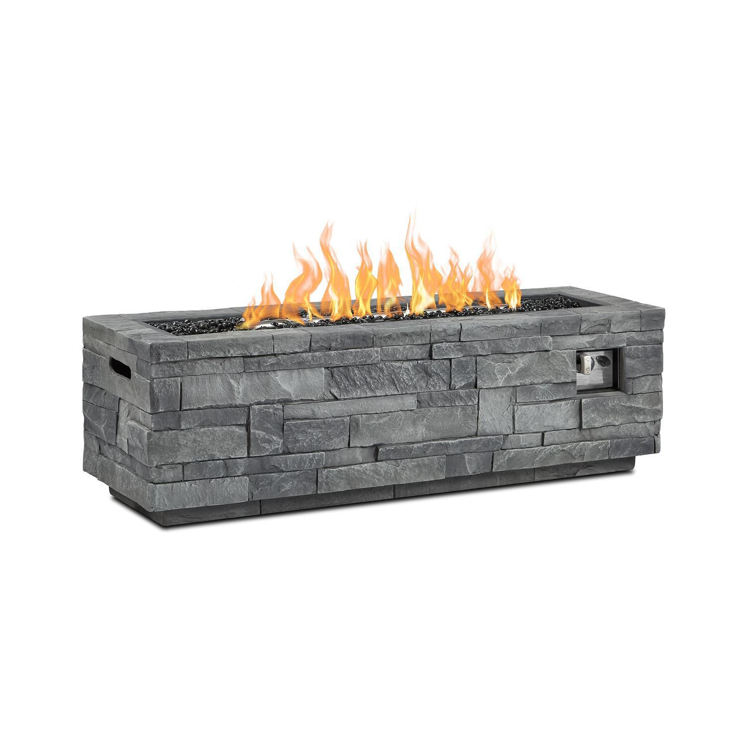 Lakeview Outdoor Designs SC-CT0003LP-GLS Gentilly Rectangular Gray Fire Table - Control Panel Open thumbnail