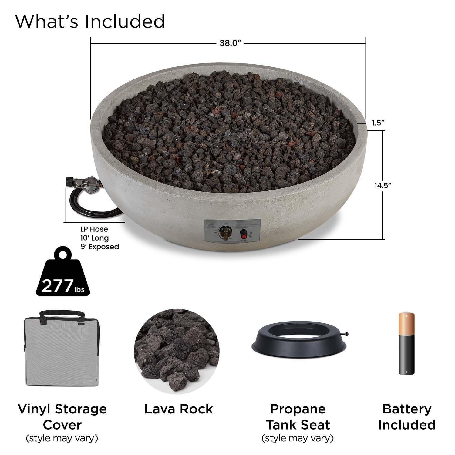 Grand Lake 38 Inch Round Concrete Propane Fire Bowl in Fog by BBQGuys Signature - Included thumbnail