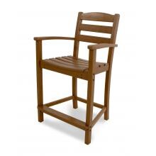La Casa Cafe Teak Recycled Plastic Wood Patio Counter Height Bar Stool W/ Arms By POLYWOOD