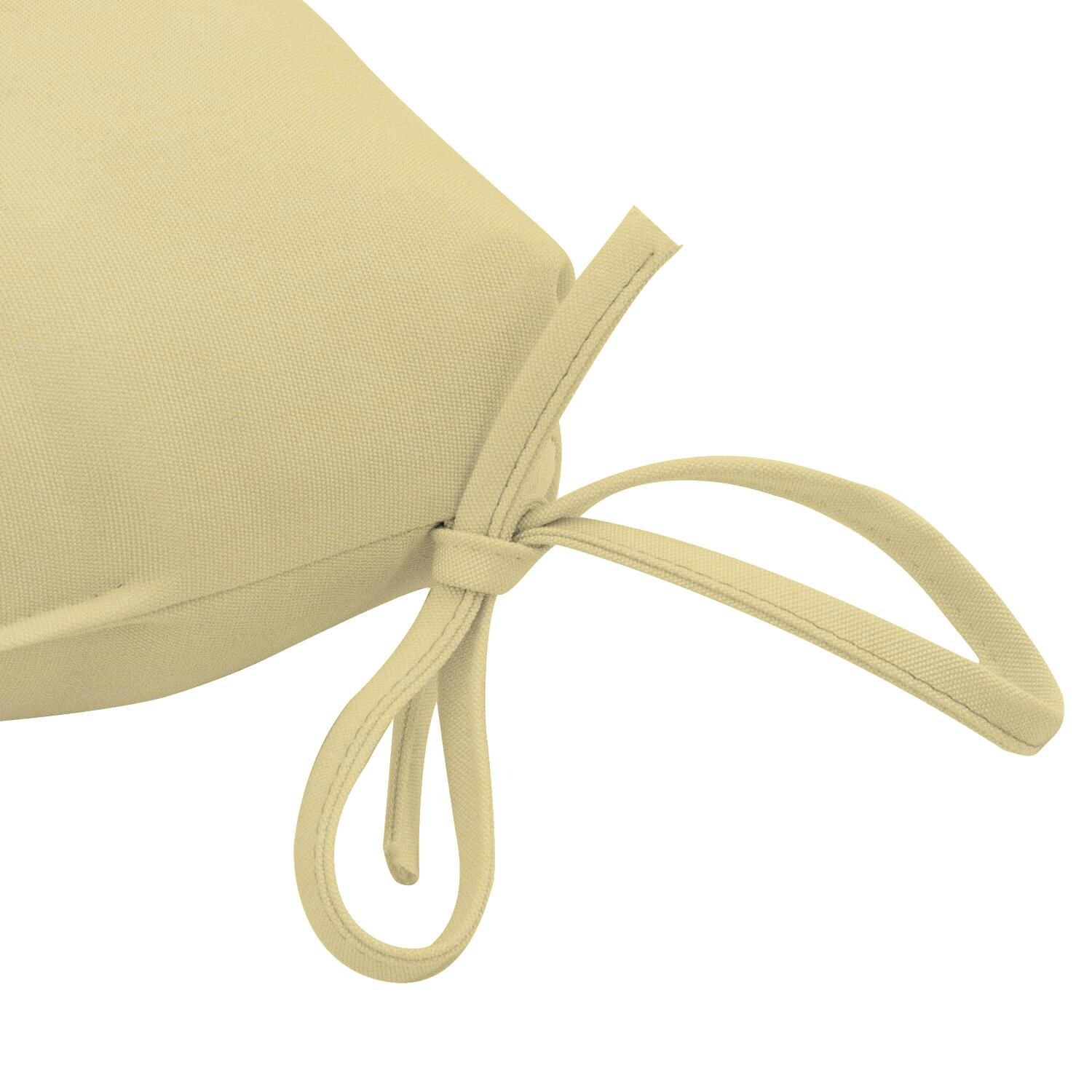 Sunbrella Canvas Buttercup Large Outdoor Replacement Seat Cushion By UltimatePatio.com - Tie Detail