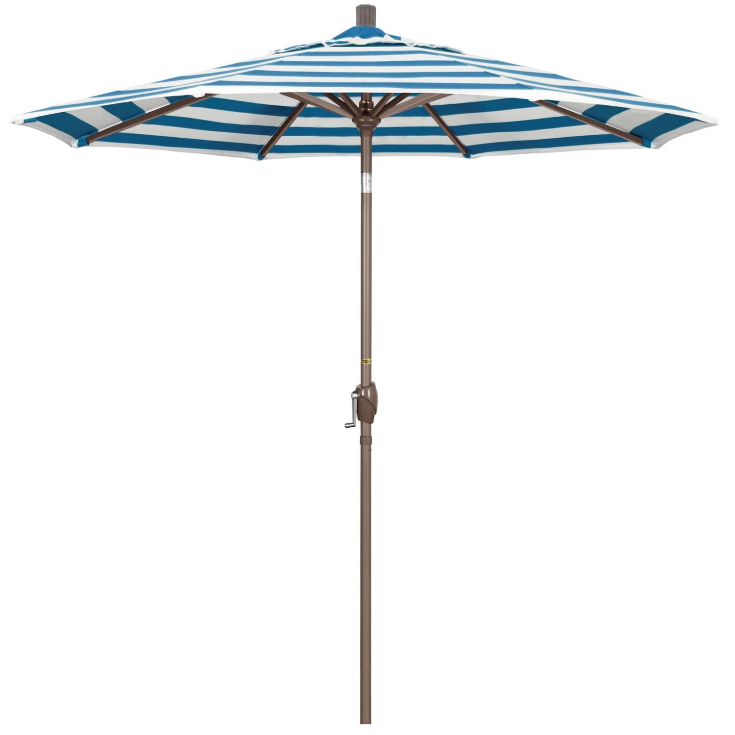 California Umbrella Pacific Trail Series 7.5 Ft Octagonal Aluminum Push Button Tilt Patio Umbrella W/ Crank Lift - Champagne Frame / Sunbrella Cabana Regatta Canopy thumbnail