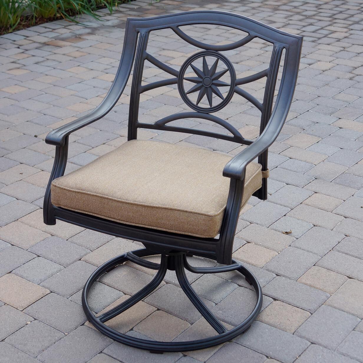 Darlee Ten Star 11-Piece Patio Dining Set (with 2 Swivel Rockers) with Cushions and 42 X 12 Inch Rectangular Extension Table - Swivel Chair W/ Cushion - Lifestyle thumbnail