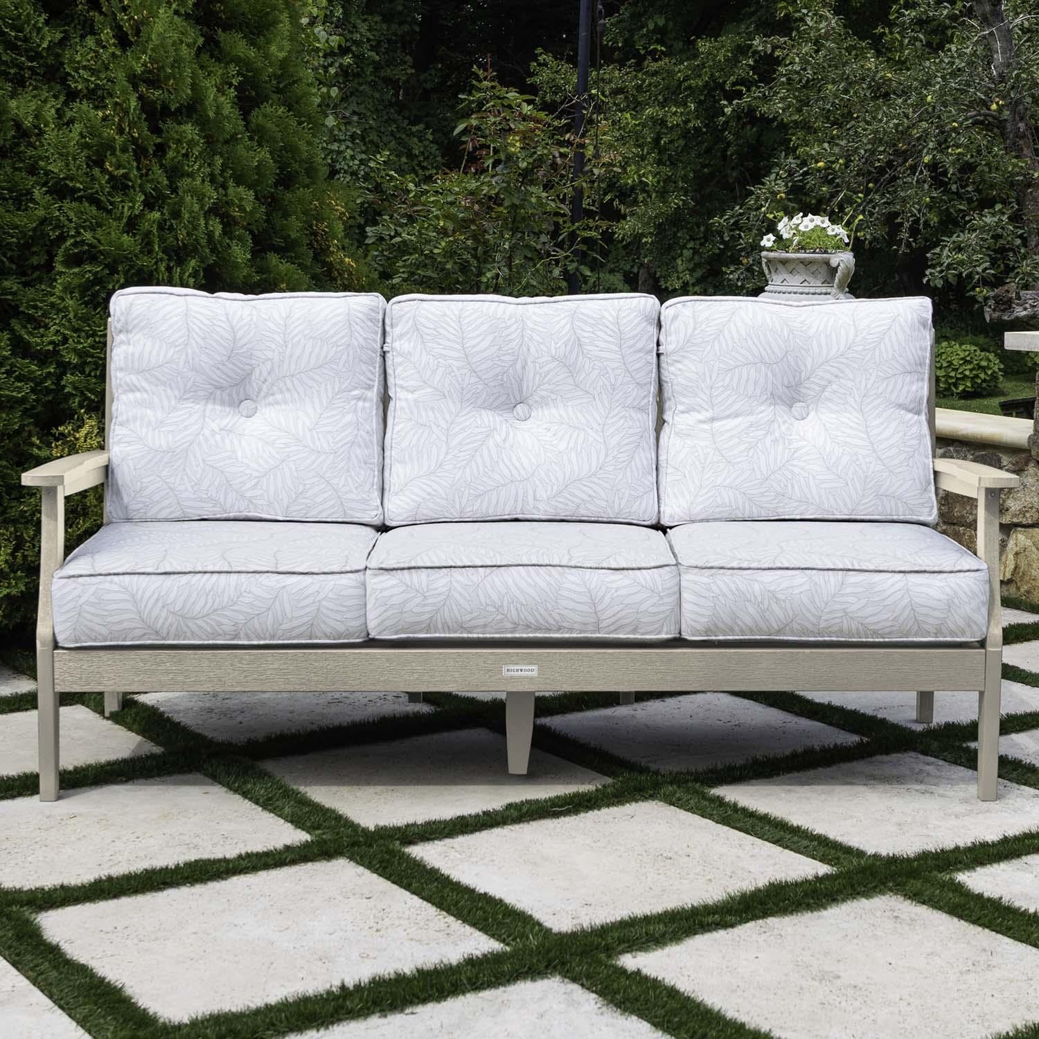Blushing Bay 3 Person Recycled Plastic Sofa in Lively Parchment/Whitewash by Lakeview Outdoor Designs - Lifestyle thumbnail