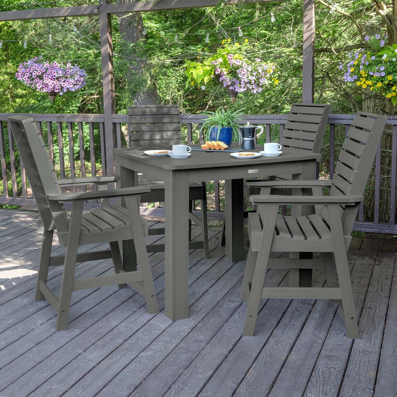 Elm Pointe 5 Pc Square Counter-Height Dining Set in Coastal Teak By Lakeview Outdoor Designs - Lifestyle thumbnail