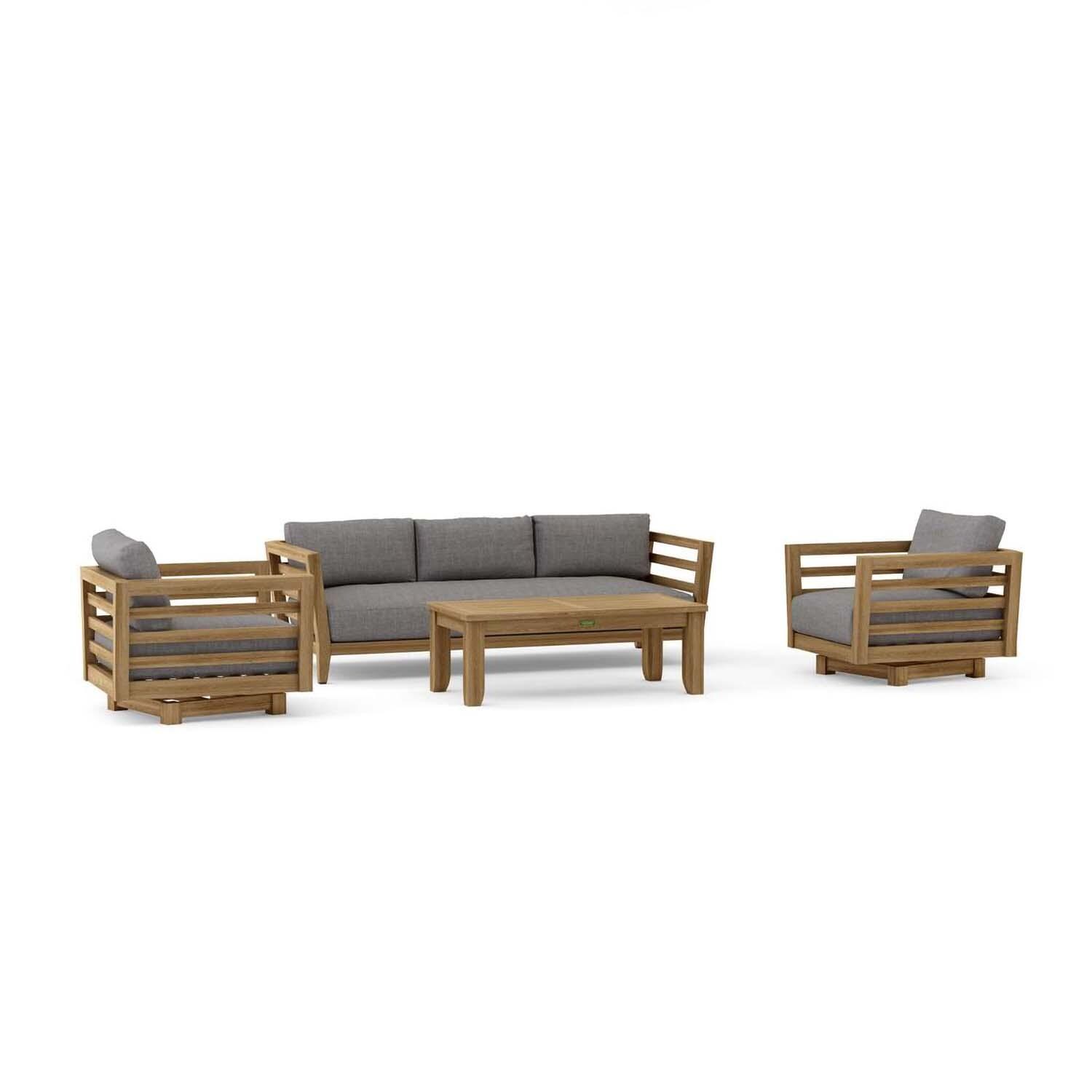 Saddleview 4 Pc Teak Seating Set Swivel in Cast Slate by Lakeview Outdoor Designs - White Background thumbnail