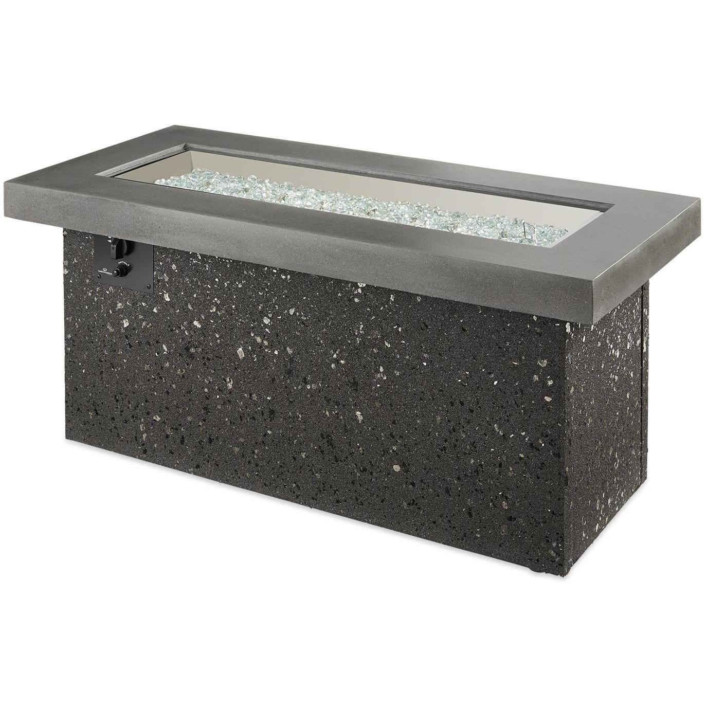 The Outdoor GreatRoom Company Key Largo Linear Gas Fire Pit Table - Midnight Mist - No Flame thumbnail