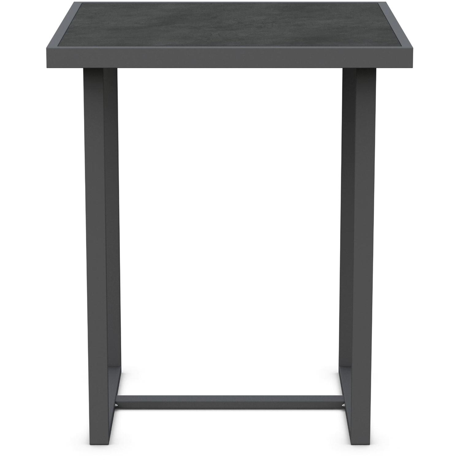 Azzurro Living Pavia 35 Inch Charcoal Aluminum Bar Table W/ Micron Dekton Top - Front - White Background thumbnail