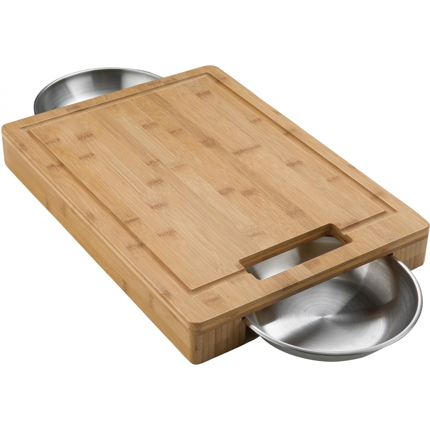 Napoleon Pro Bamboo Cutting Board With Stainless Steel Bowls Bbqguys