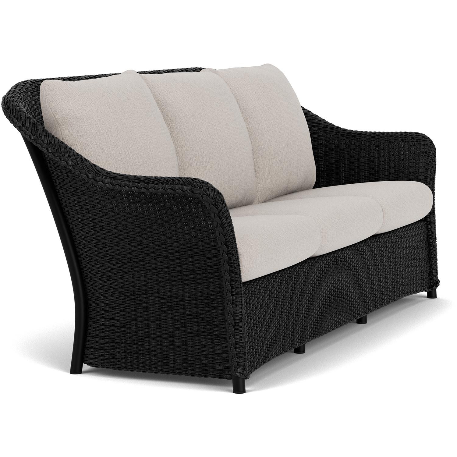 Lloyd Flanders Weekend Retreat Sofa in Ebony Finish W/ Remy Cloud Fabric - Angled thumbnail