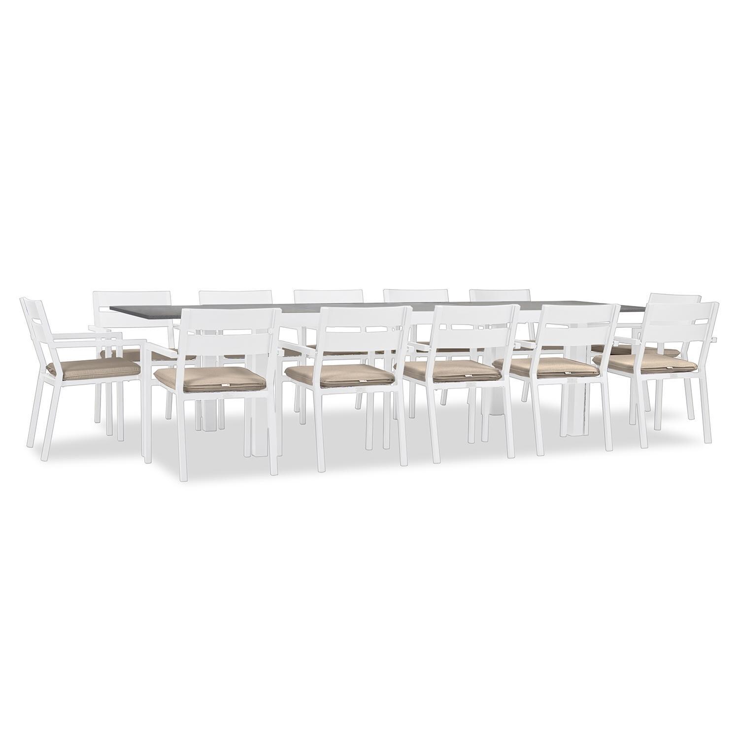 Calm Bay 13 Pc Extendable Dining Set in White/Canvas Flax by Lakeview - White Background 2 thumbnail