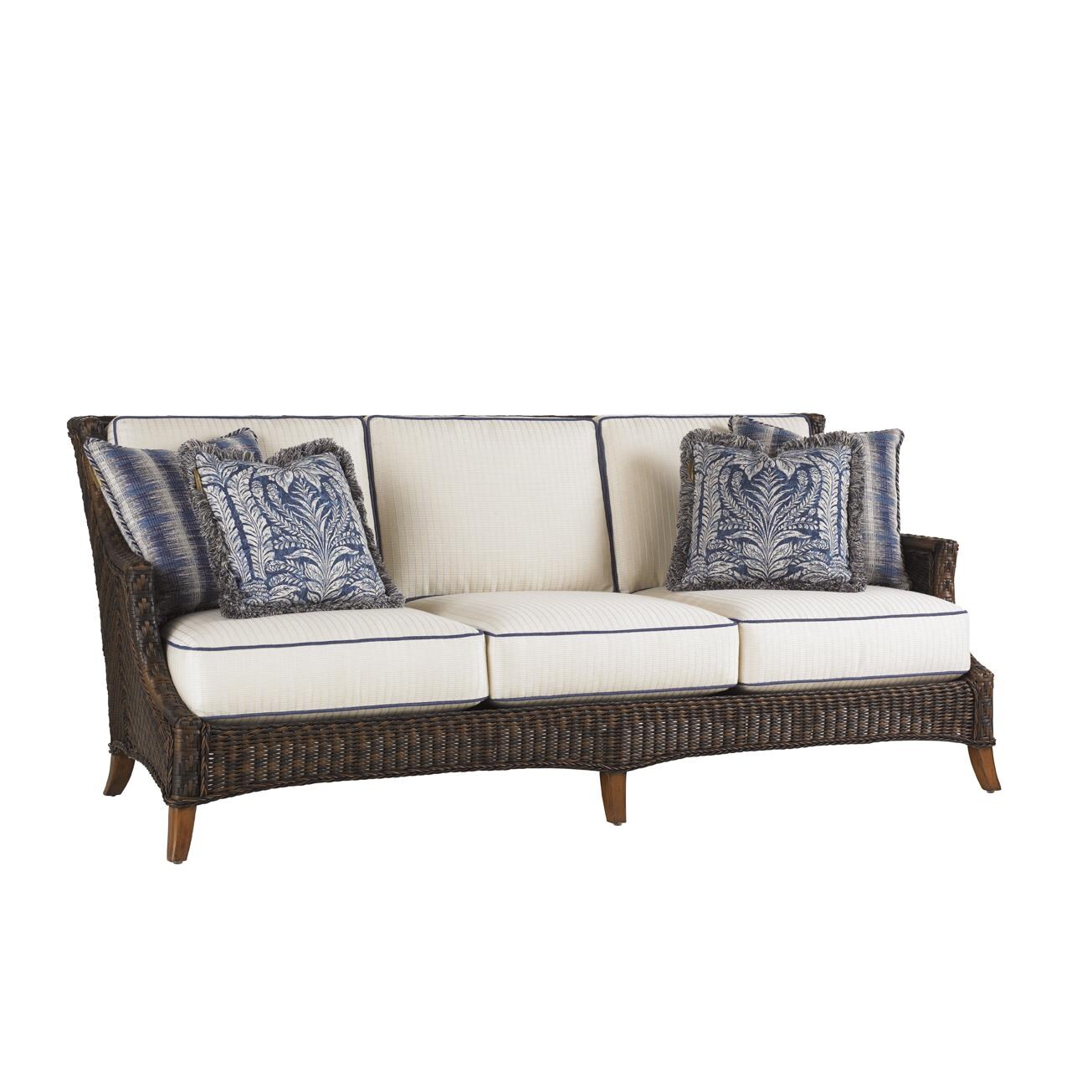 Island Estate Lanai Wicker Patio Sofa W/ Sunbrella Fabric By Tommy Bahama