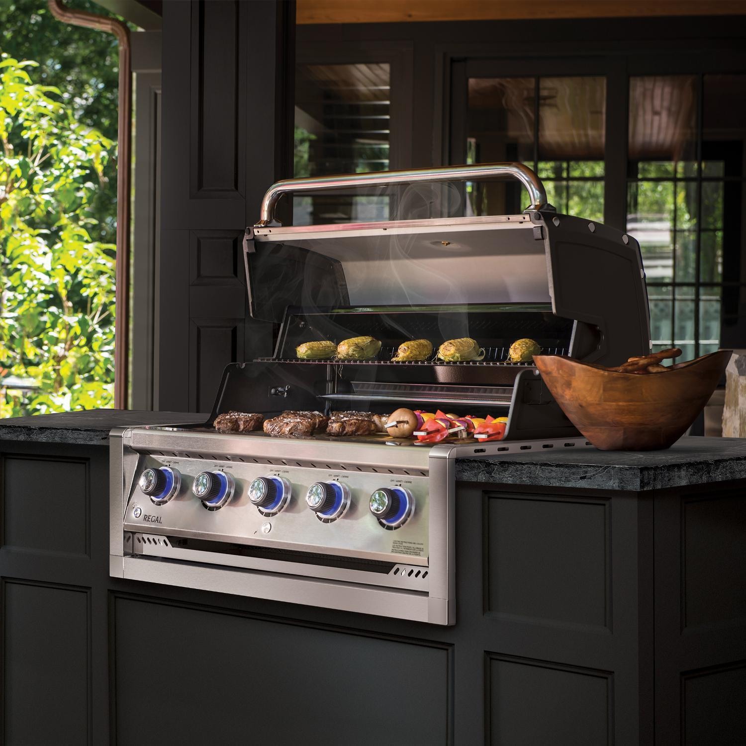 Broil King 886717 Regal S520 5-Burner Built-In Natural Gas Grill - Stainless Steel - Lifestyle View thumbnail