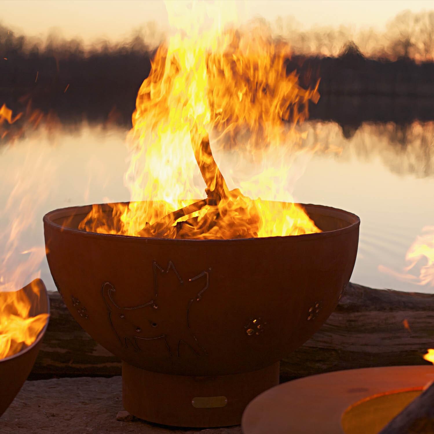 Funky Dog 36 Inch Round Steel Wood Burning Fire Bowl in Steel by Fire Pit Art