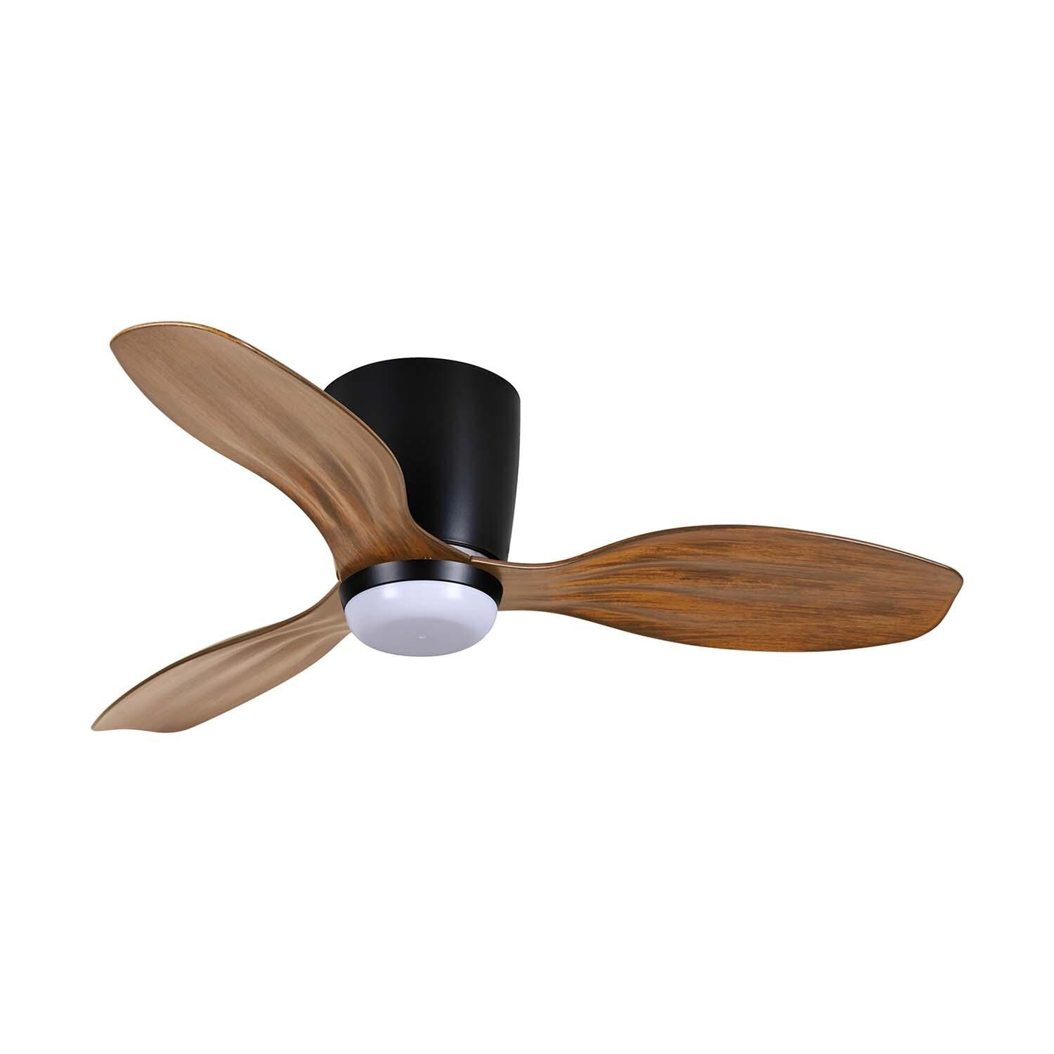 36-in F693L-CL/DK Ventiara Fan in Coal Black w/ Distressed Koa Blades by Minka-Aire - White Background thumbnail