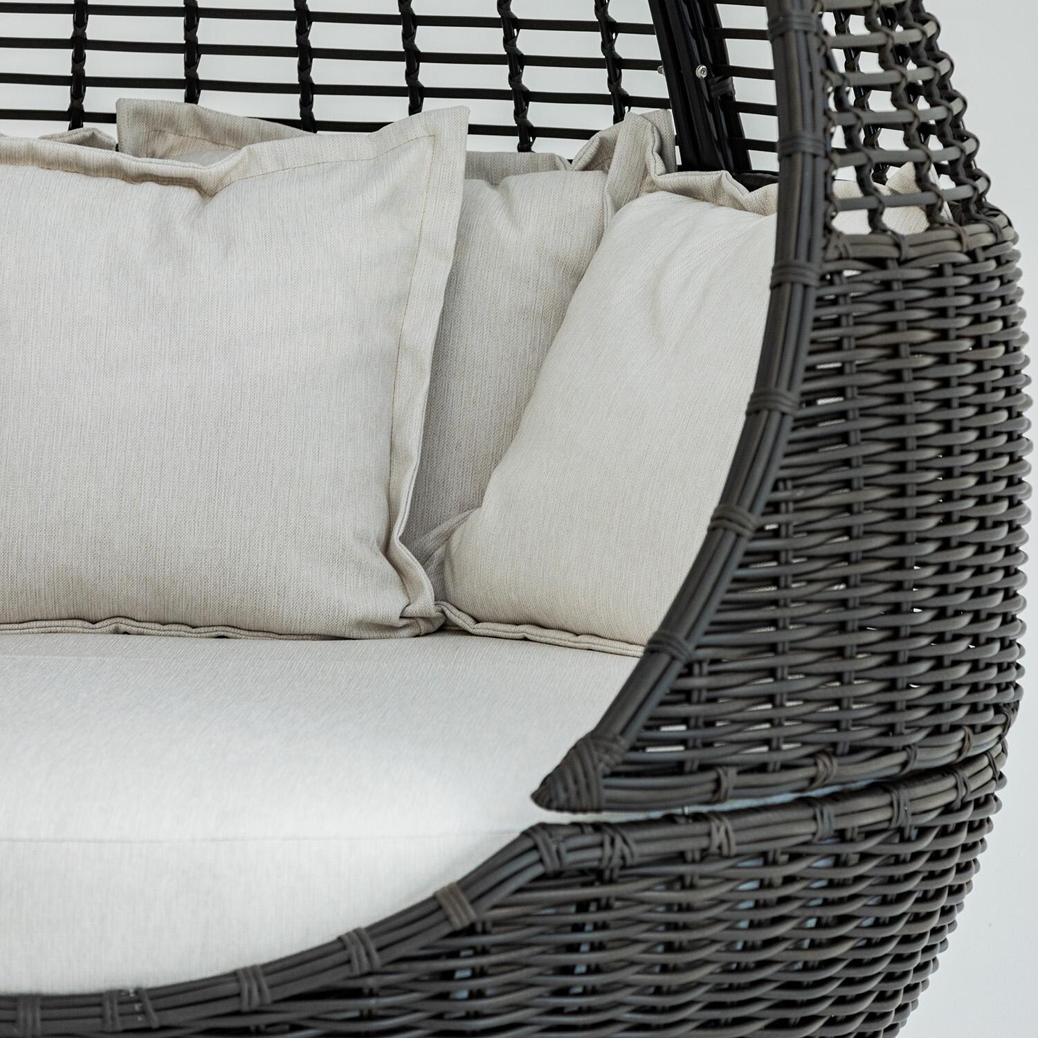Cabo Resin Wicker Daybed in Kahlua/Soothe Pearl by Sunset West - Side - Detail thumbnail