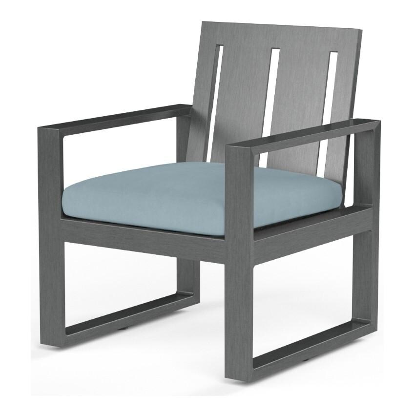 Redondo Aluminum Dining Arm Chair w/ No Welt in Slate/Canvas Skyline by Sunset West - White Background thumbnail