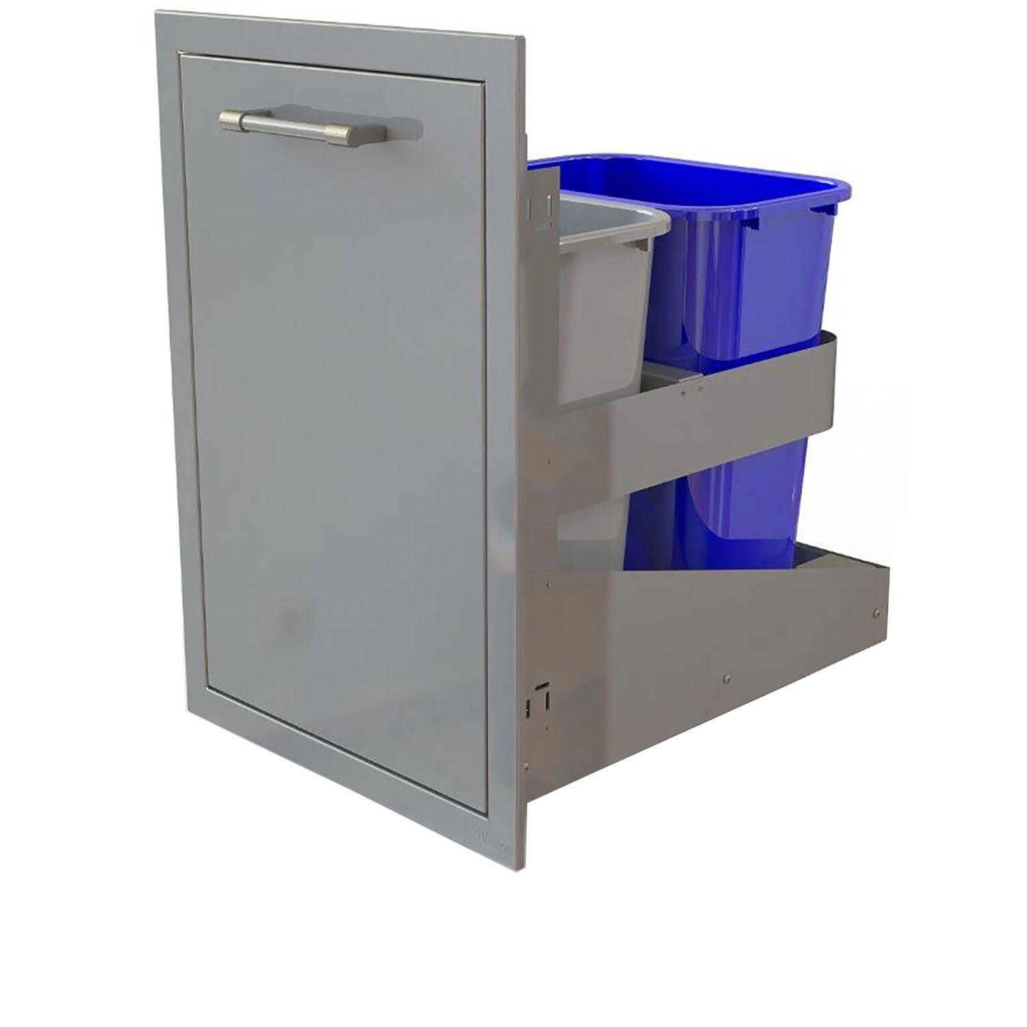 Alfresco 26-Inch Dual Roll-Out Trash & Recycle Bin - Front View thumbnail