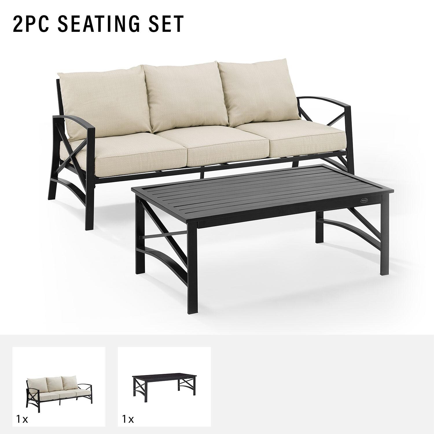Ultimate Patio UP-82262BZ-OL 2Pc Outdoor Sofa Patio Furniture Set in Oatmeal - Included in Set (Sofa & Coffee Table) - Diagram thumbnail