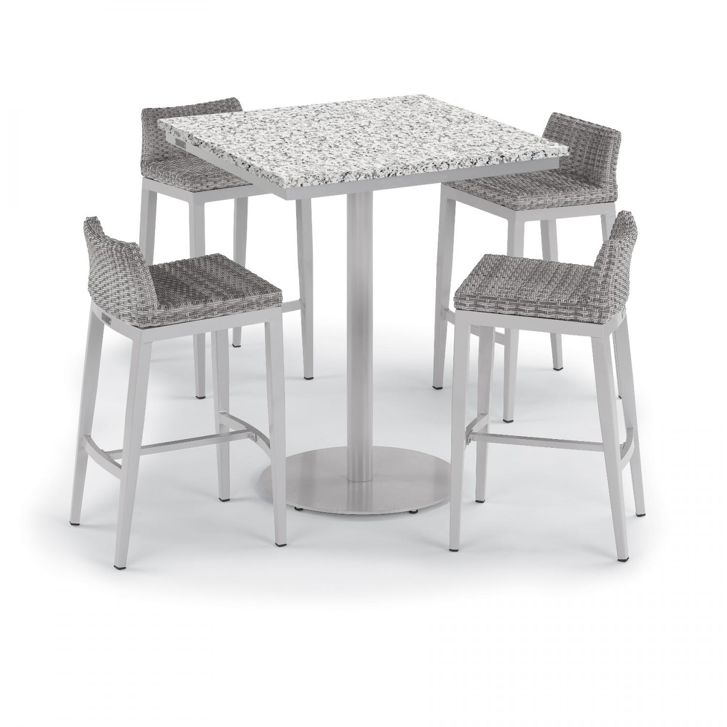 Argento 5 Piece Wicker Patio Bar Set W/ 36 Inch Square Lite-Core Ash Table By thumbnail