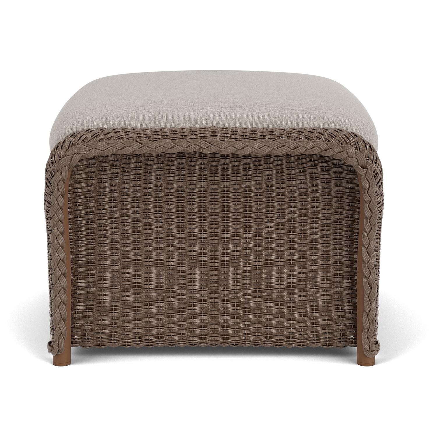 Lloyd Flanders Weekend Retreat Woven Ottoman in Bark Finish W/ Remy Cloud Fabric - Side thumbnail