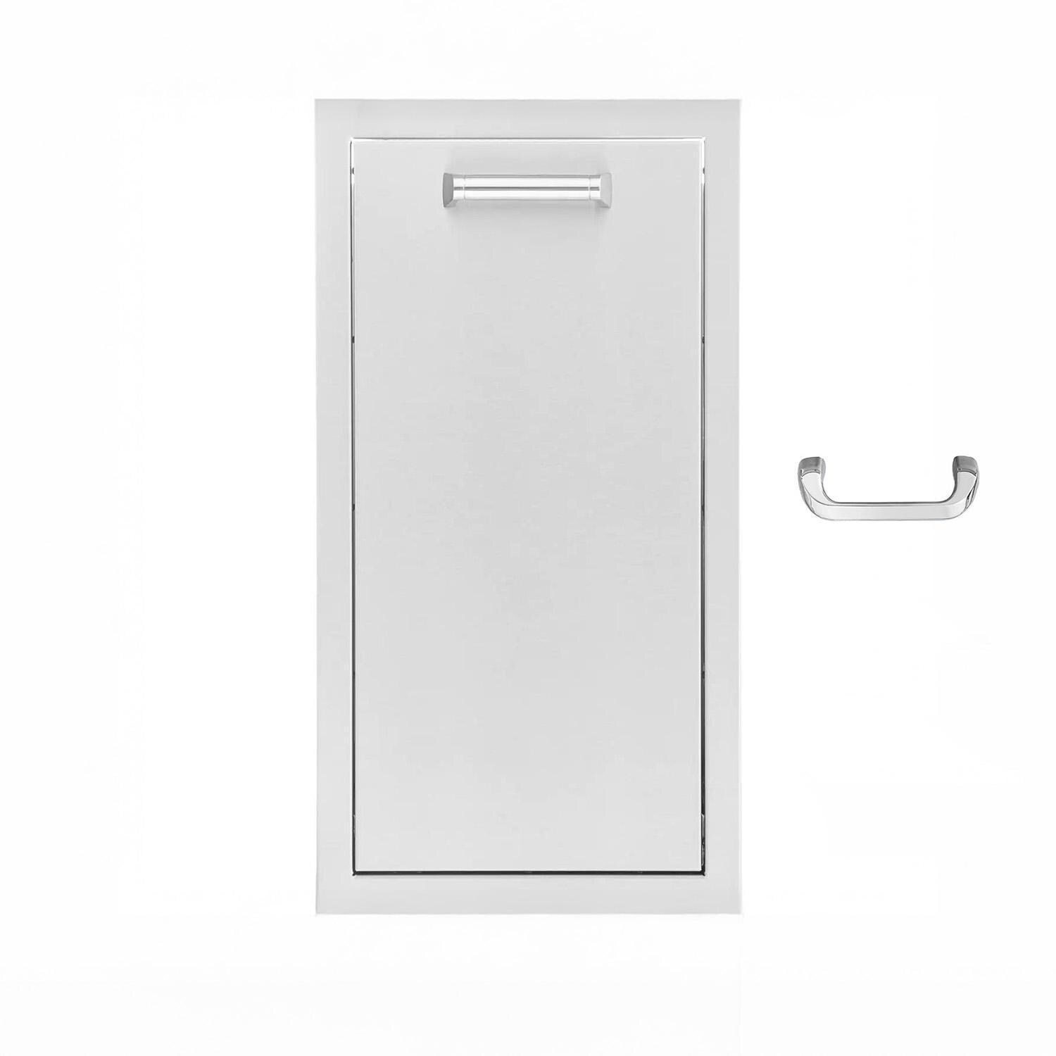 BBQGuys Signature 13-in Contempo/Traditional Stainless Steel Narrow Roll-Out Trash Bin - Contempo - White Background