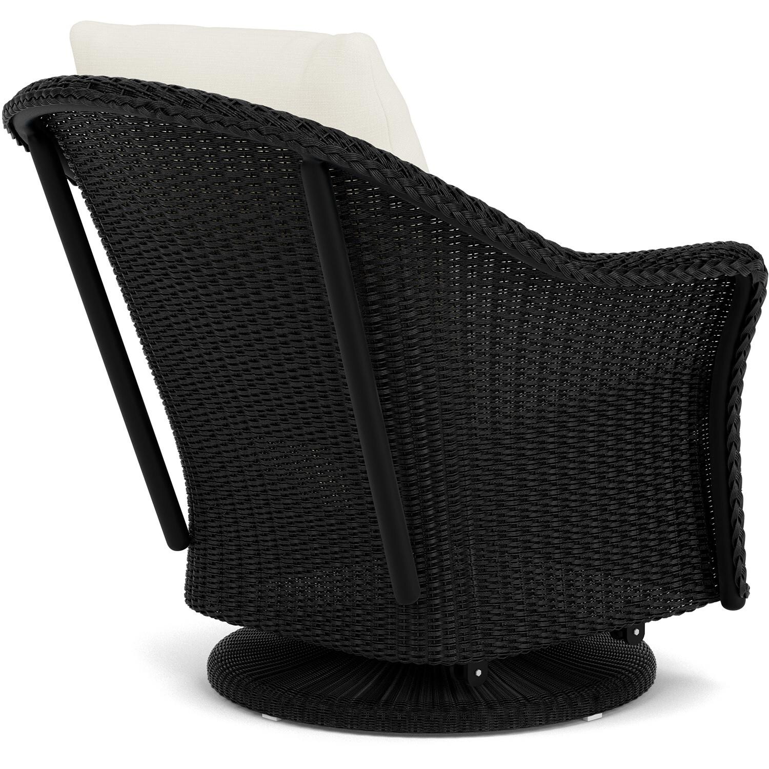 Lloyd Flanders Weekend Retreat Swivel Glider Lounge Chair in Ebony Finish W/ Sailcloth Salt Fabric - Back Right thumbnail