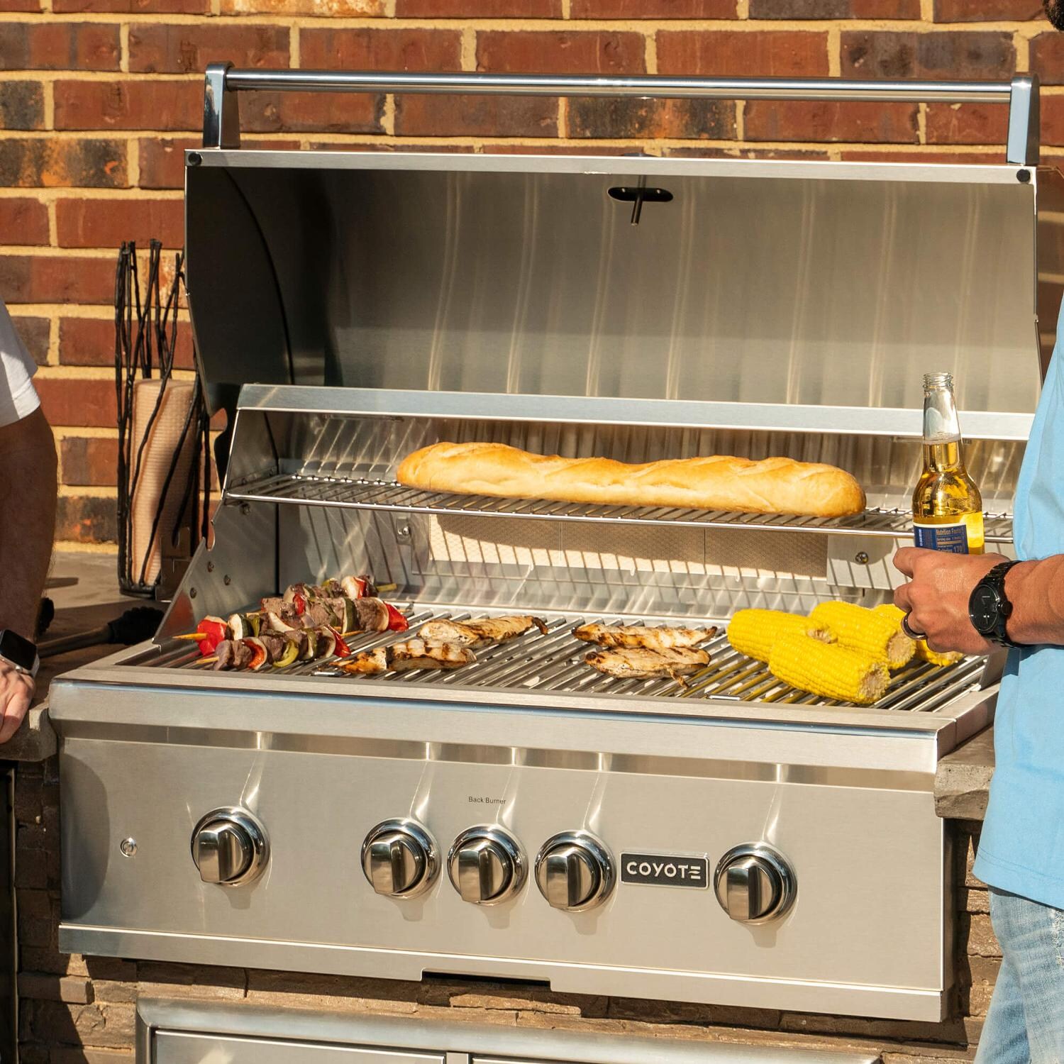 Coyote RTAC-G8-SG-C2SL36NG Ready-To-Assemble 8 Ft Outdoor Kitchen Island With 36-Inch S-Series Natural Gas Grill - Stacked Stone/Stone Gray - Grilling Food thumbnail