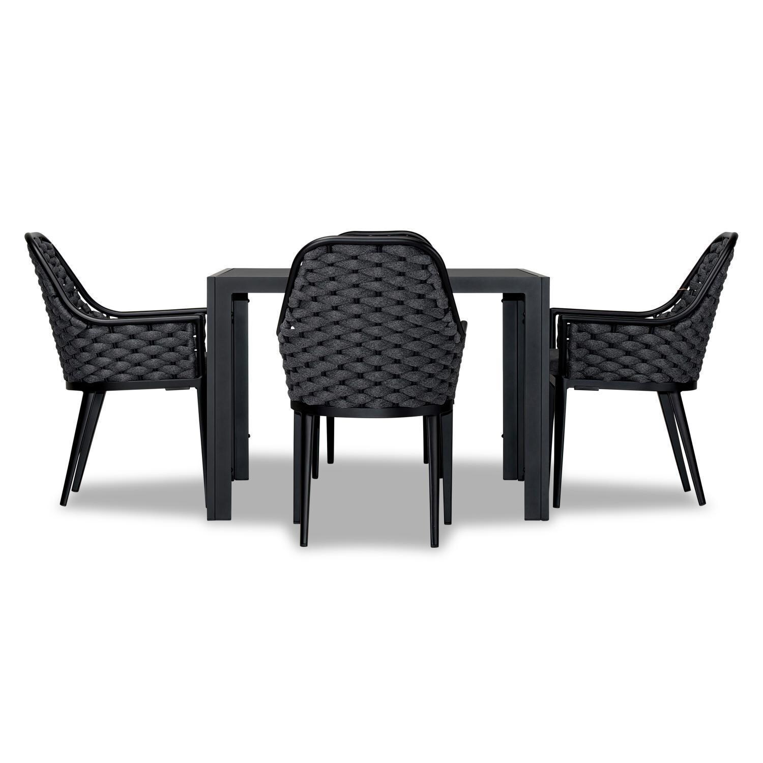 Chloe Bay 5 Pc Aluminum Square Dining Set in Black by Lakeview - Complete Set Forward View - White Background thumbnail