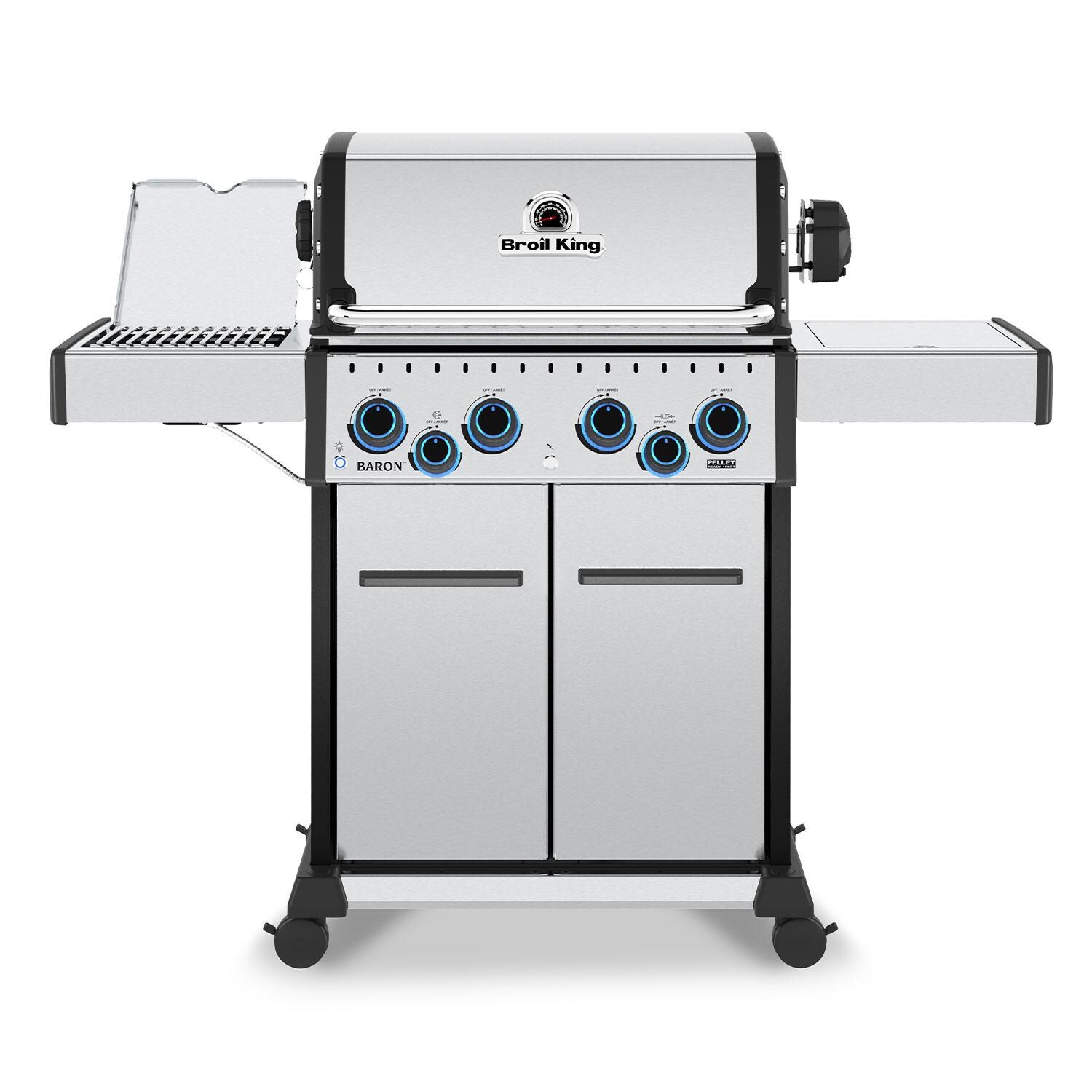 Broil King 677344 Baron S 490 PRO IR 4 Burner Propane Grill w/ Side Burner - White Background thumbnail