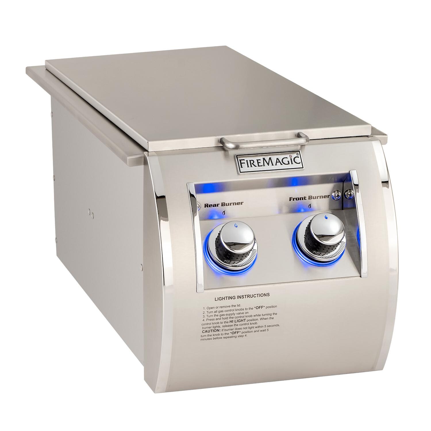 Fire Magic - 32815P - Echelon Diamond Propane Gas Double Side Burner - Lid On thumbnail