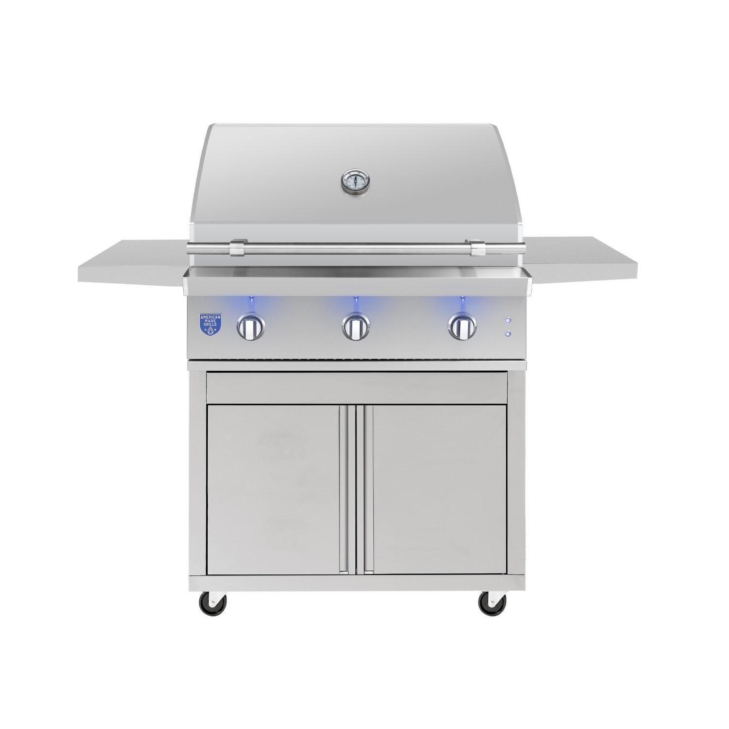 American Made Grills CART-ATLAS36 Atlas 36 Inch Grill Cart - W/ Atlas 36 Inch Grill - White Background thumbnail