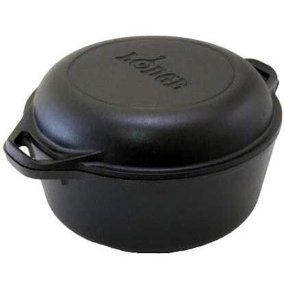 Lodge 5 Quart Logic Seasoned Cast Iron Double Dutch Oven With Skillet